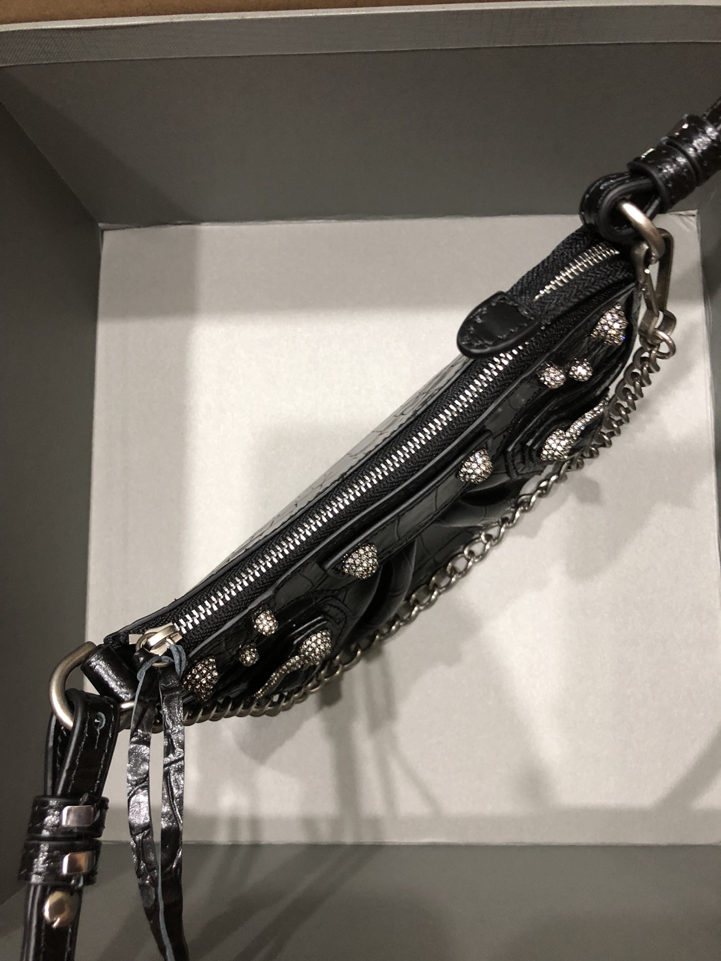 [TOP] BALENCIAGA Le Cagole Bag Mini 20 X 11 X 4 cm - Crocodile Pattern Black