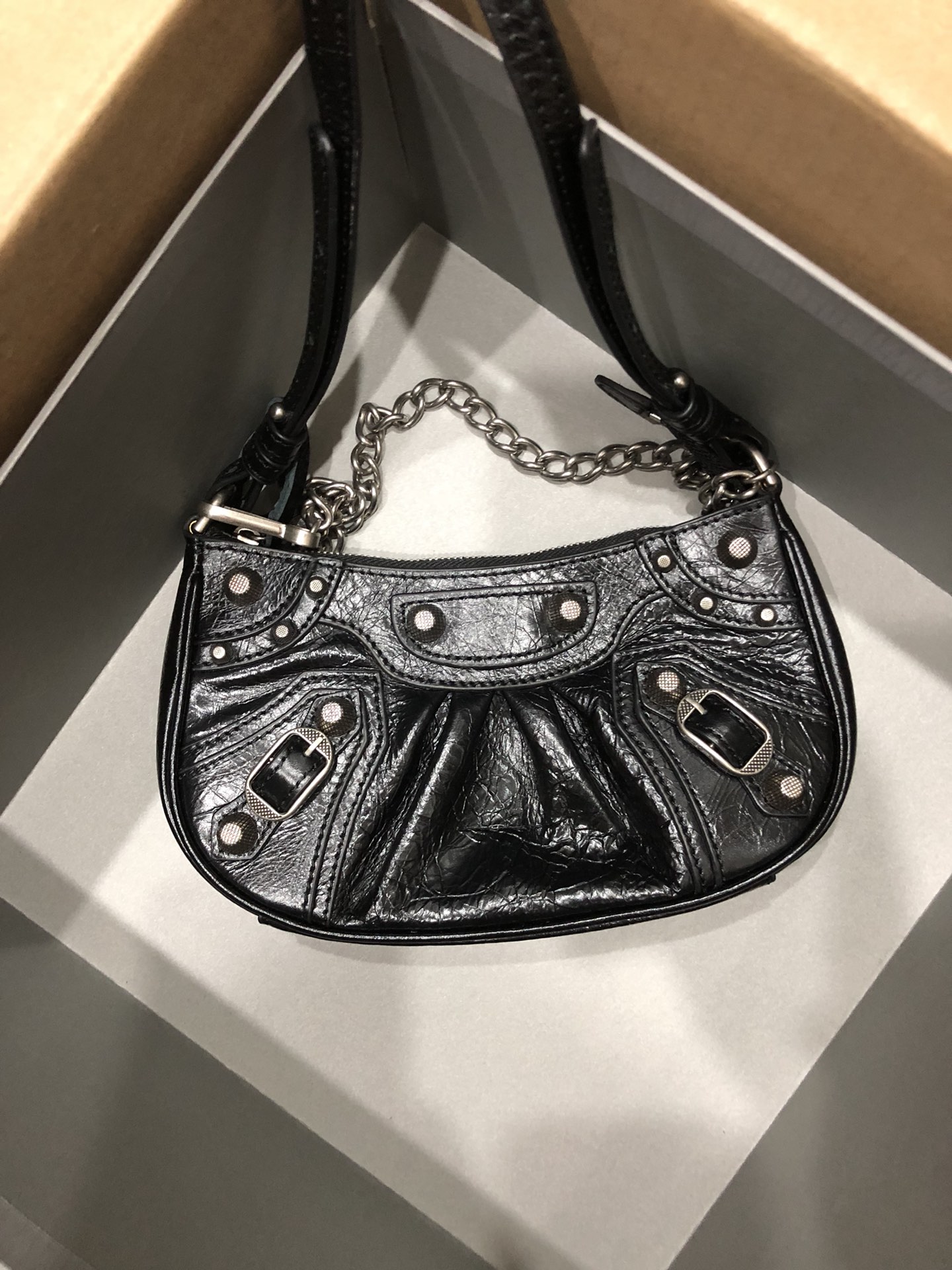 [TOP] BALENCIAGA Le Cagole Bag Mini  20 X 11 X 4 cm - Burst Crack Black