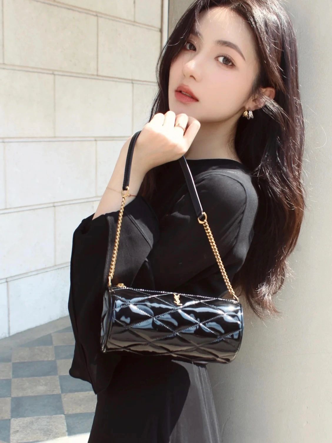 [TOP] Yves Saint Laurent YSL Patent Leather - Black