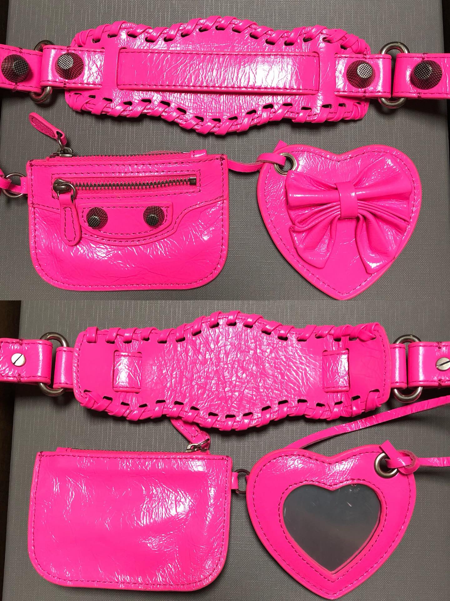 [TOP] BALENCIAGA Le Cagole XS Bag 26 x 16 x 10 cm - Rose Red with Bow Tie