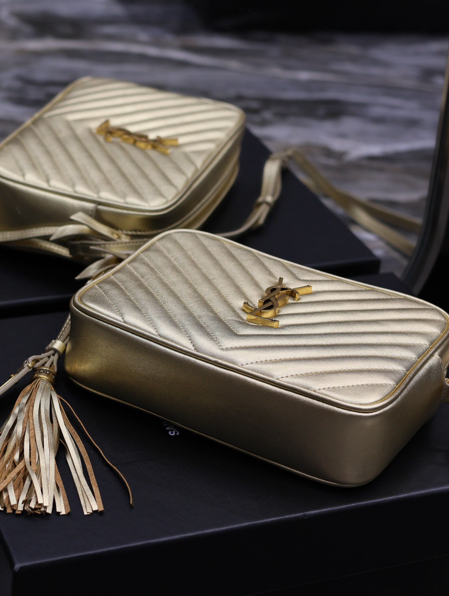 [TOP] Yves Saint Laurent YSL Lou Camera Bags - Gold