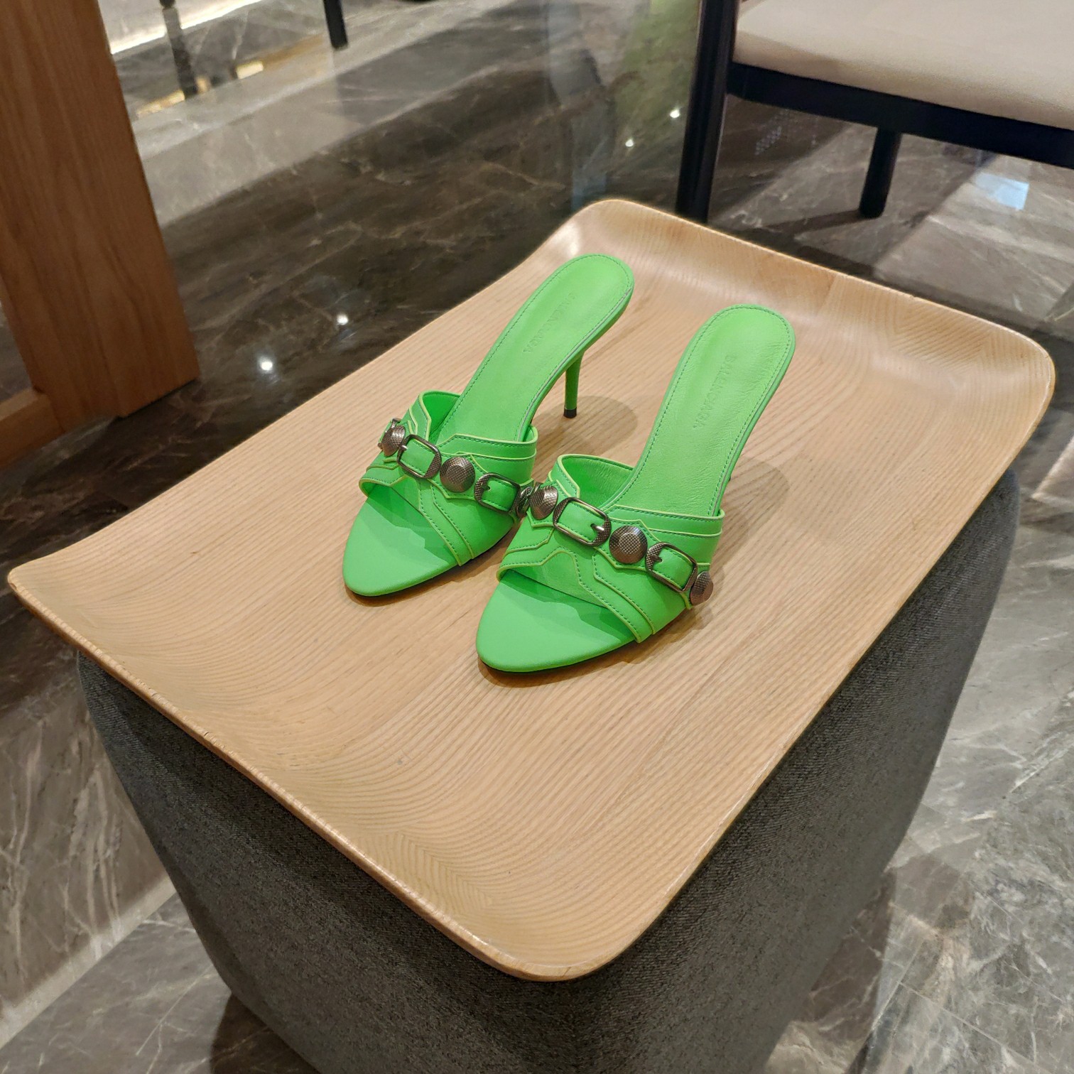 [TOP] BALENCIAGA Le Cagole Slides - Green - 2 Heel Heights