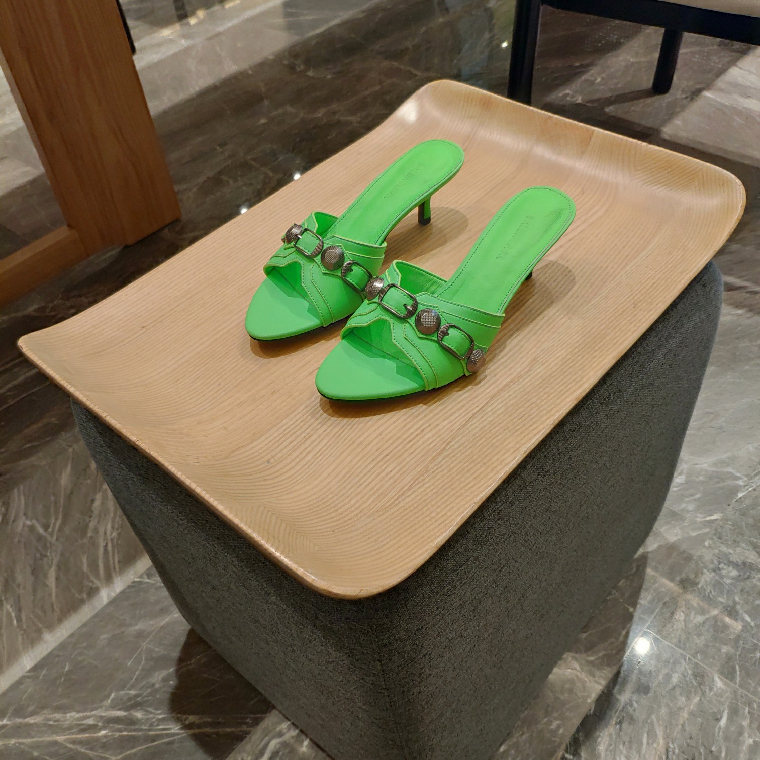 [TOP] BALENCIAGA Le Cagole Slides - Green - 2 Heel Heights