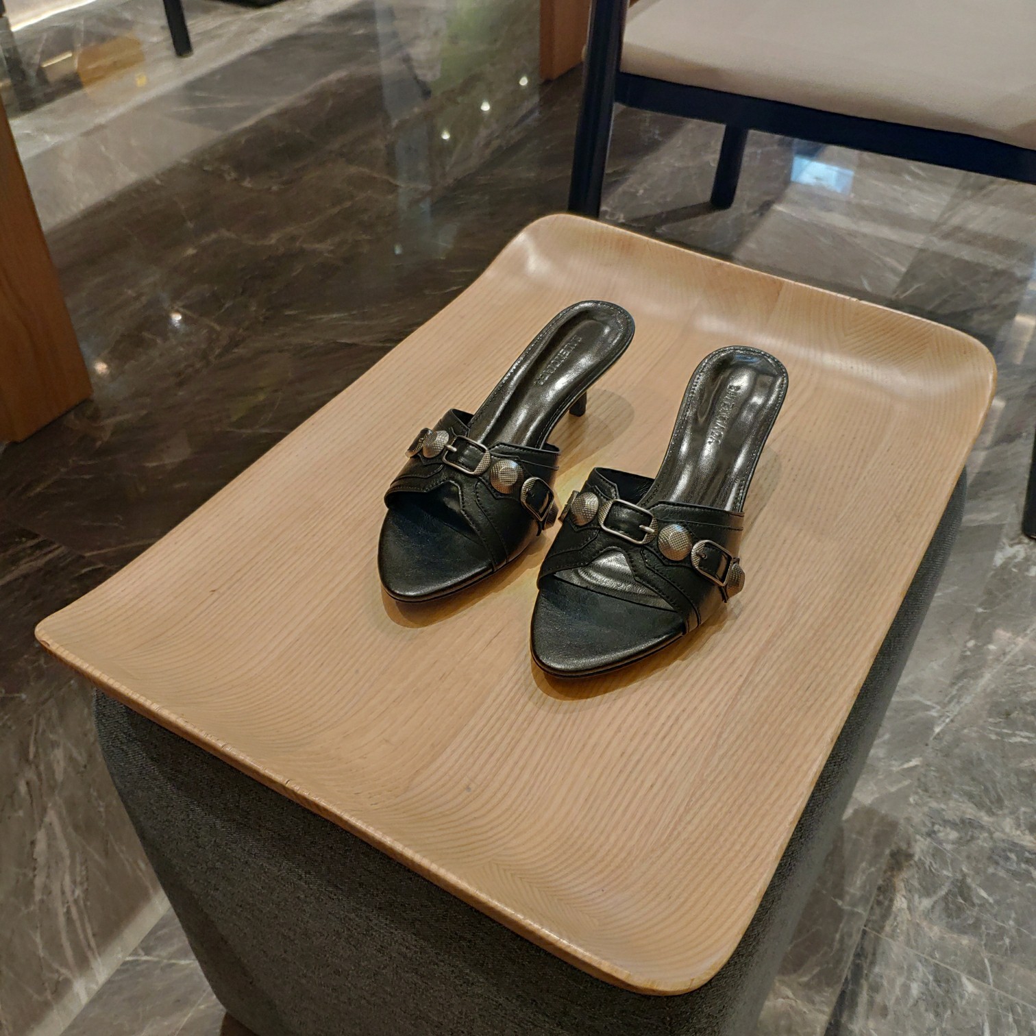 [TOP] BALENCIAGA Le Cagole Slides - Black - 2 Heel Heights