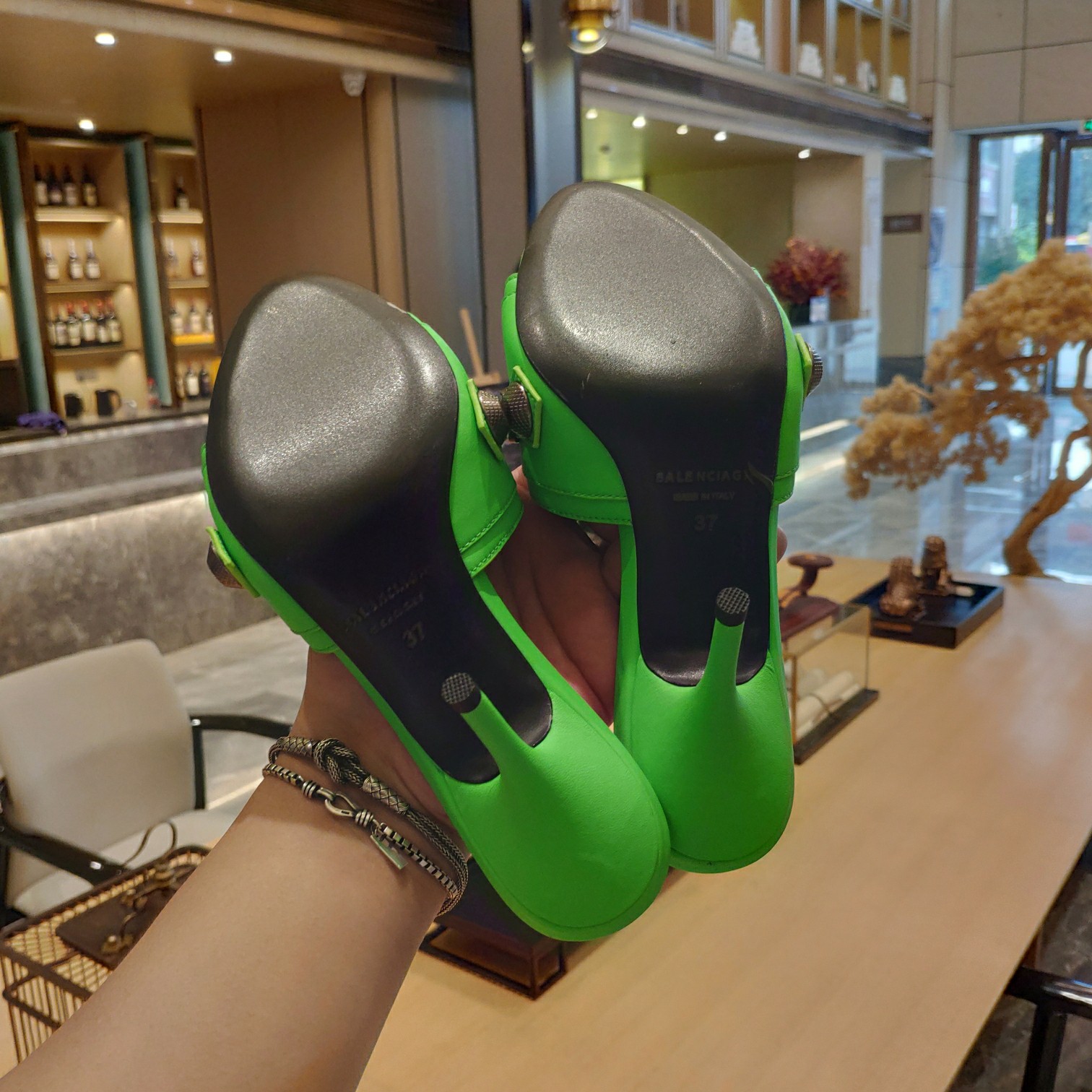 [TOP] BALENCIAGA Le Cagole Slides - Green - 2 Heel Heights