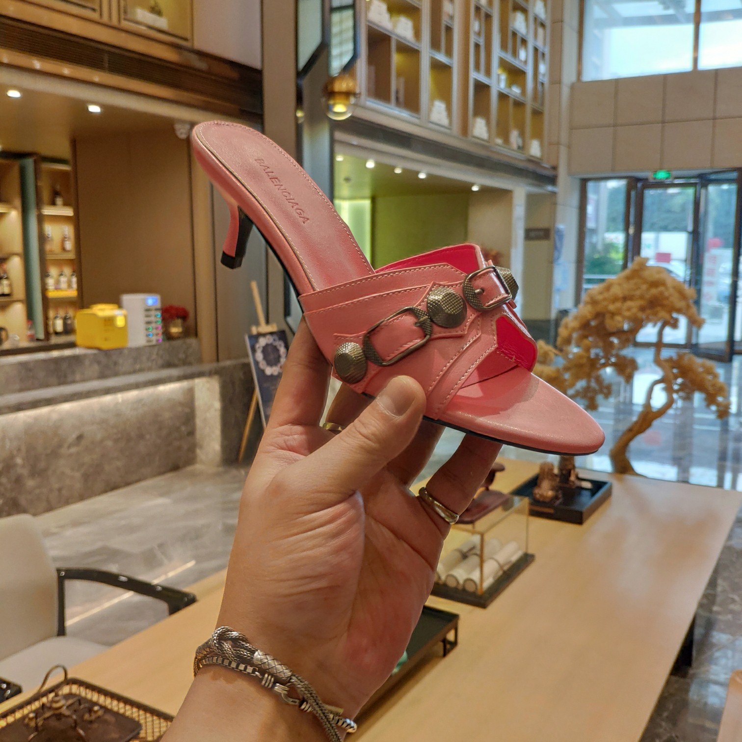 [TOP] BALENCIAGA Le Cagole Slides - Pink - 2 Heel Heights