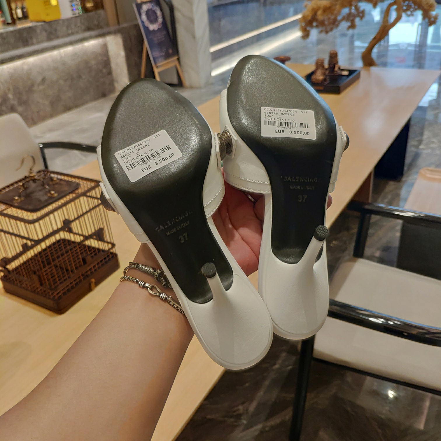 [TOP] BALENCIAGA Le Cagole Slides - White - 2 Heel Heights