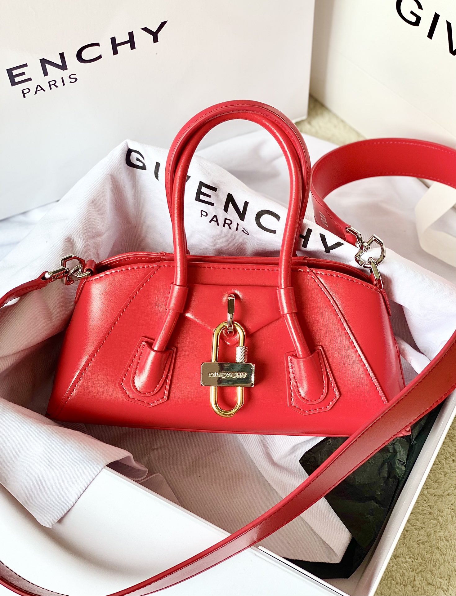 [TOP] GIVENCHY Antigona Stretch Handbag 22 x 12 x 8 cm - Red