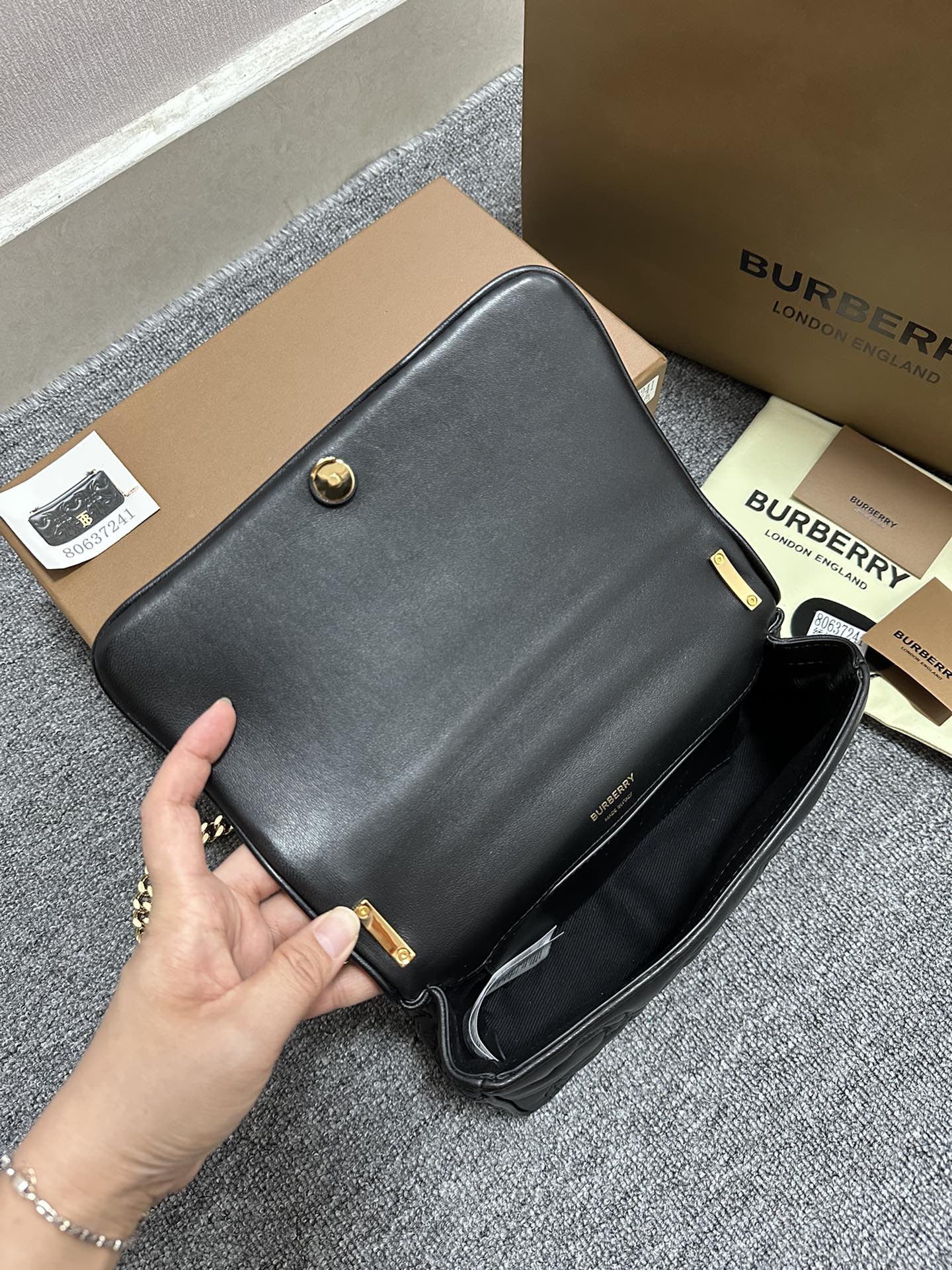 [TOP] BURBERRY Lambskin Rabbit Pattern Lola Bags - Black