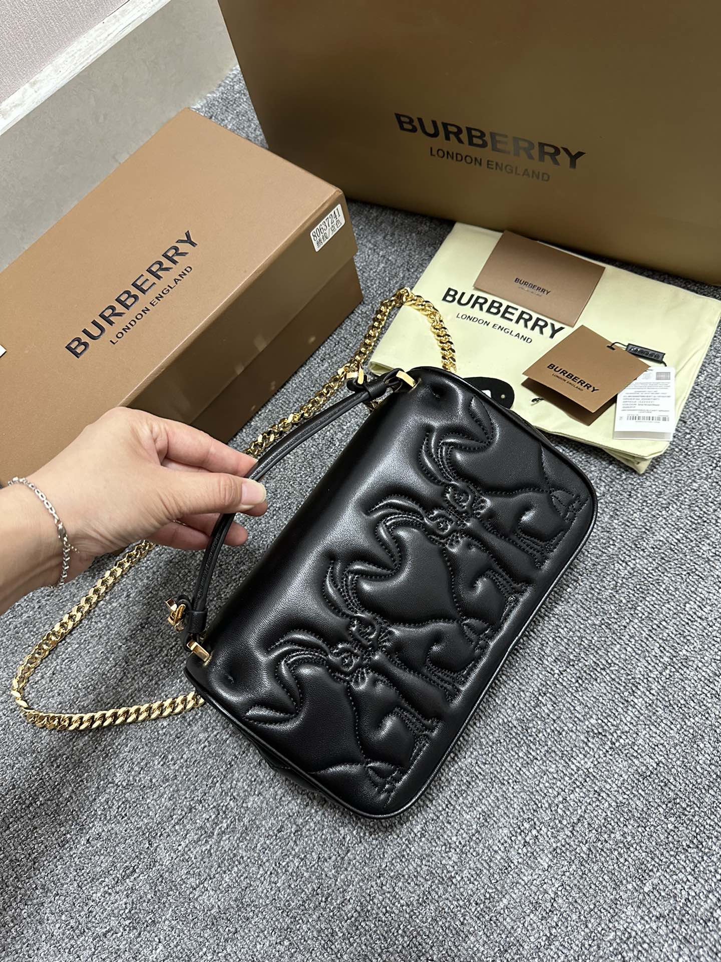 [TOP] BURBERRY Lambskin Rabbit Pattern Lola Bags - Black