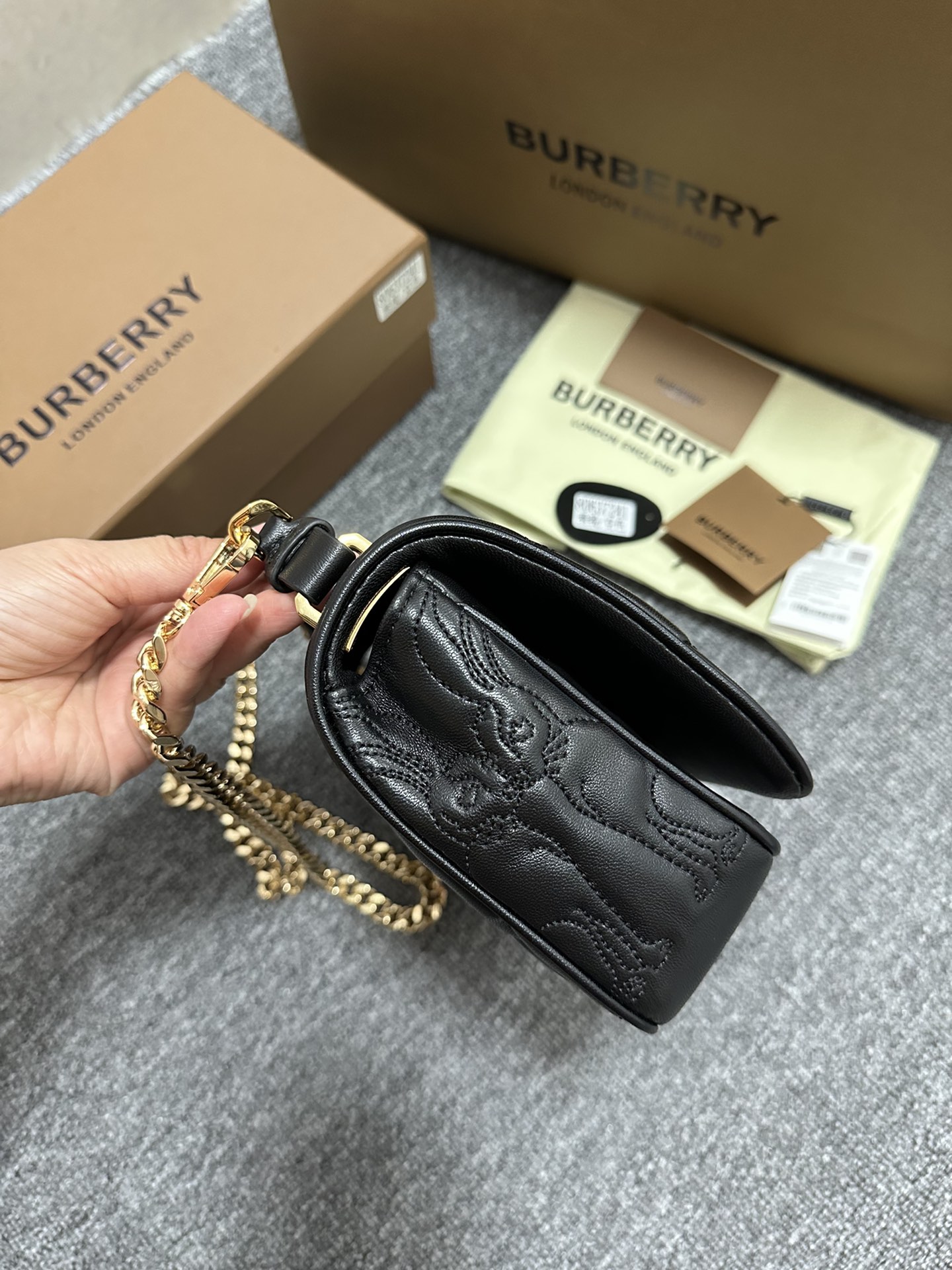 [TOP] BURBERRY Lambskin Rabbit Pattern Lola Bags - Black