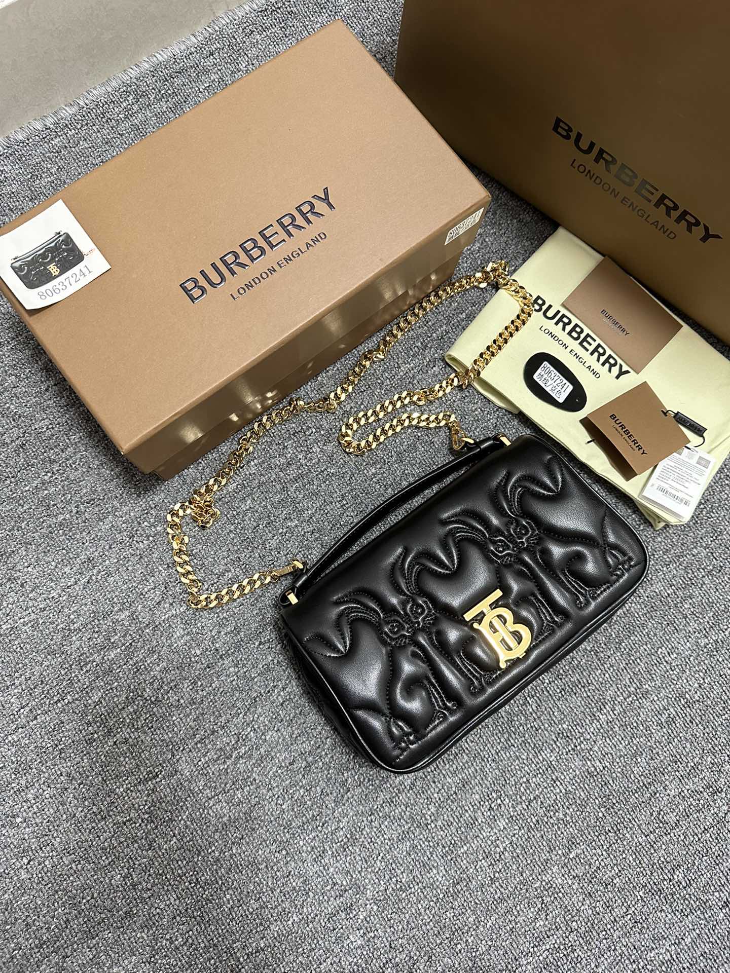 [TOP] BURBERRY Lambskin Rabbit Pattern Lola Bags - Black