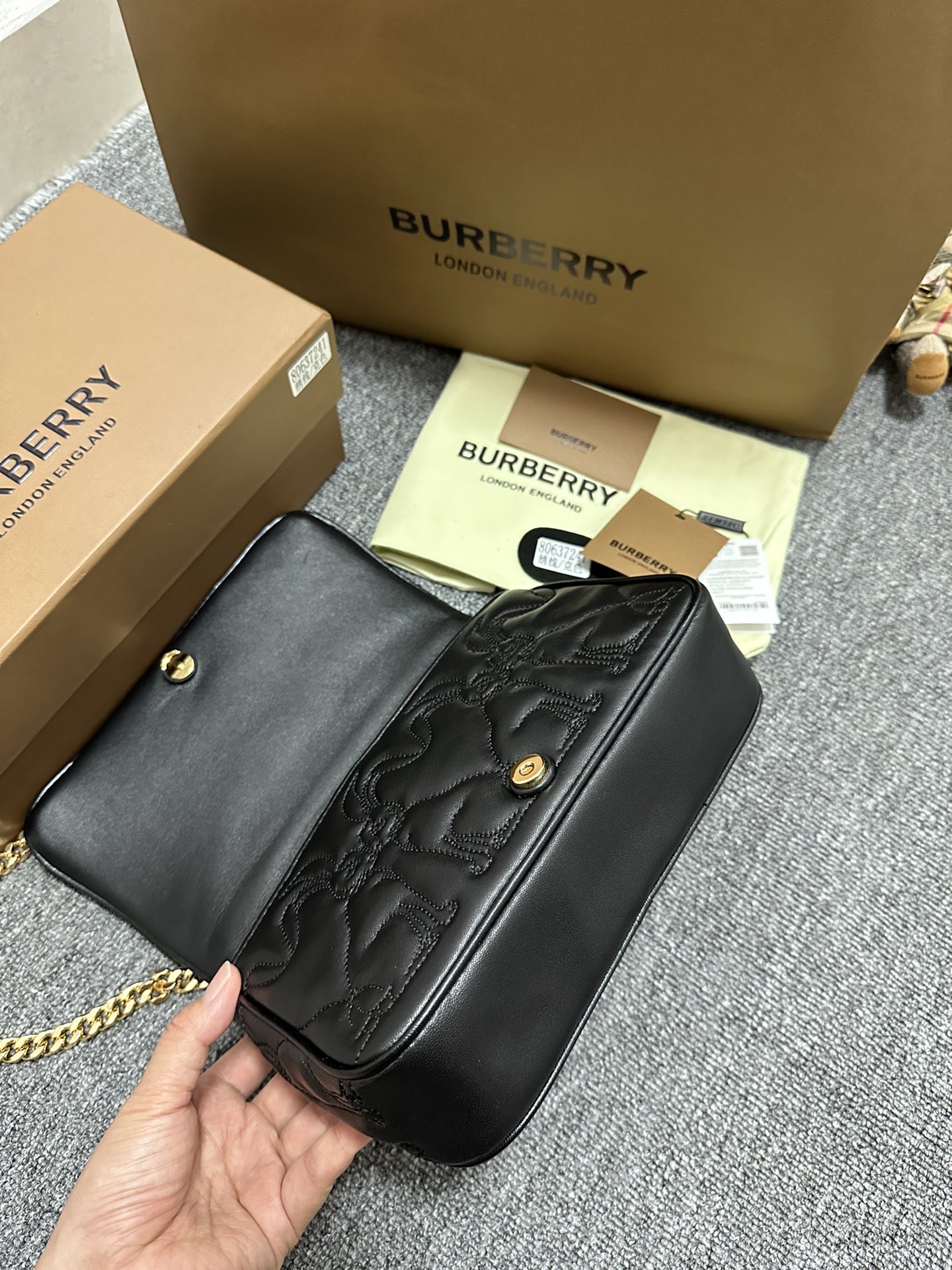 [TOP] BURBERRY Lambskin Rabbit Pattern Lola Bags - Black