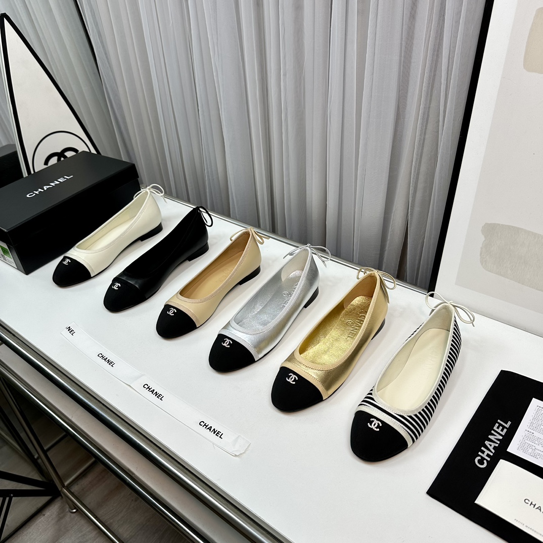 [TOP] CHANEL Double C Bow Flat Shoes - 6 Colors - with Pearl