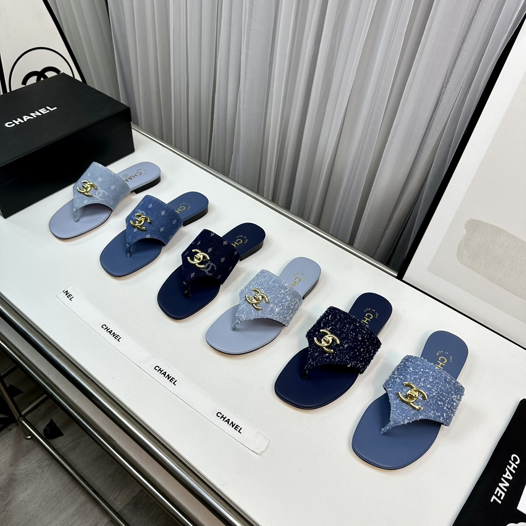 [TOP] CHANEL Denim Satin Flip Slipper - 6 Colors