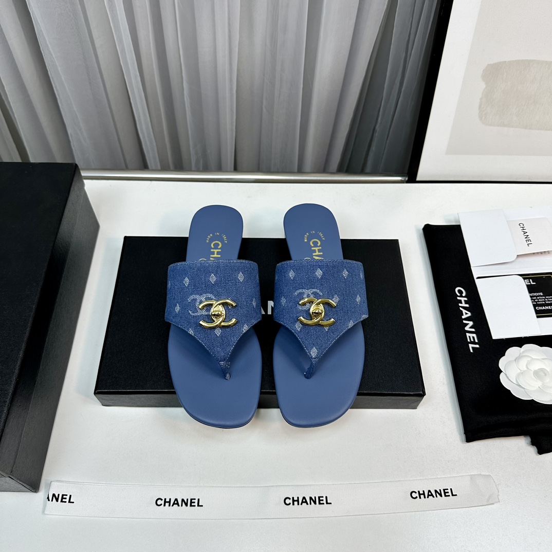 [TOP] CHANEL Denim Satin Flip Slipper - 6 Colors