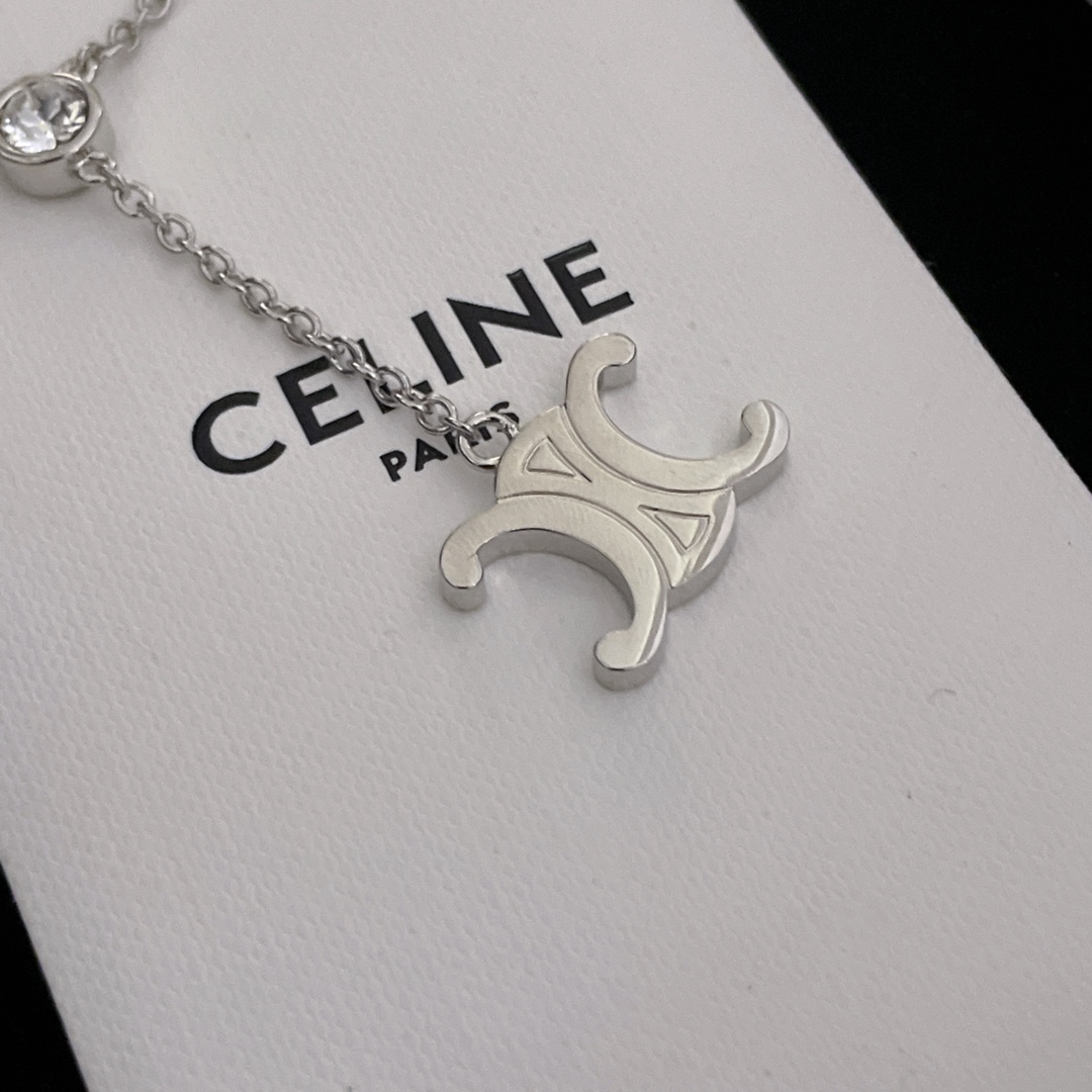 [TOP] CELINE C 5 Arc de Triomphe Y-shaped Chain Necklace