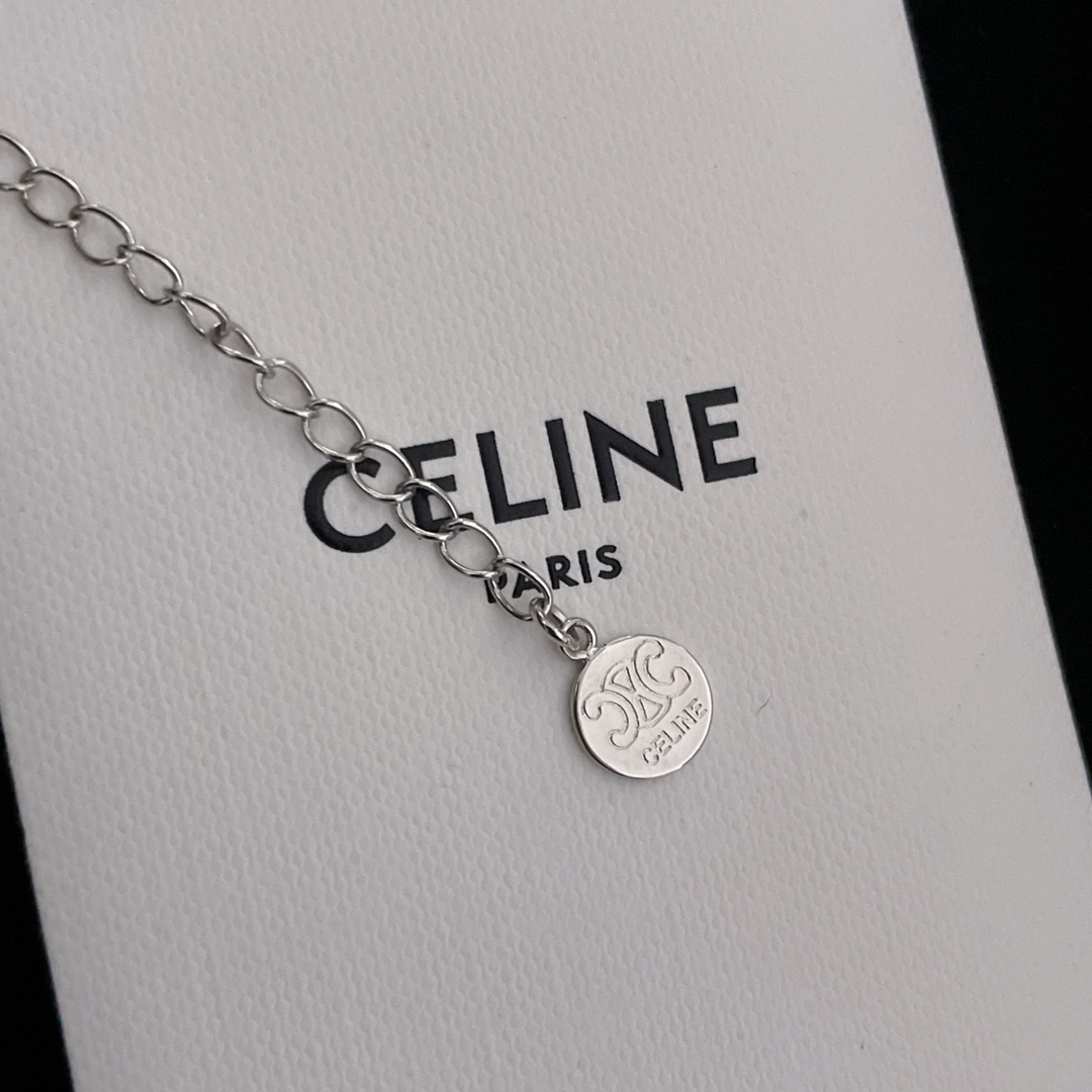 [TOP] CELINE C 5 Arc de Triomphe Y-shaped Chain Necklace