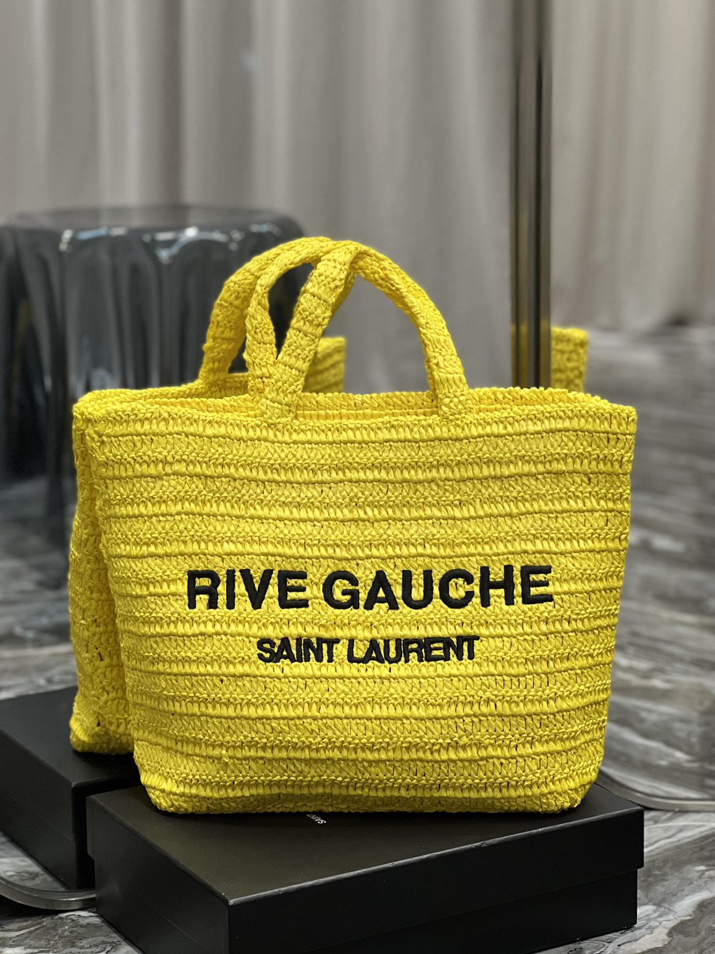 [TOP] Yves Saint Laurent YSL Rive Gauche Straw Tote Bag - 3 Colors