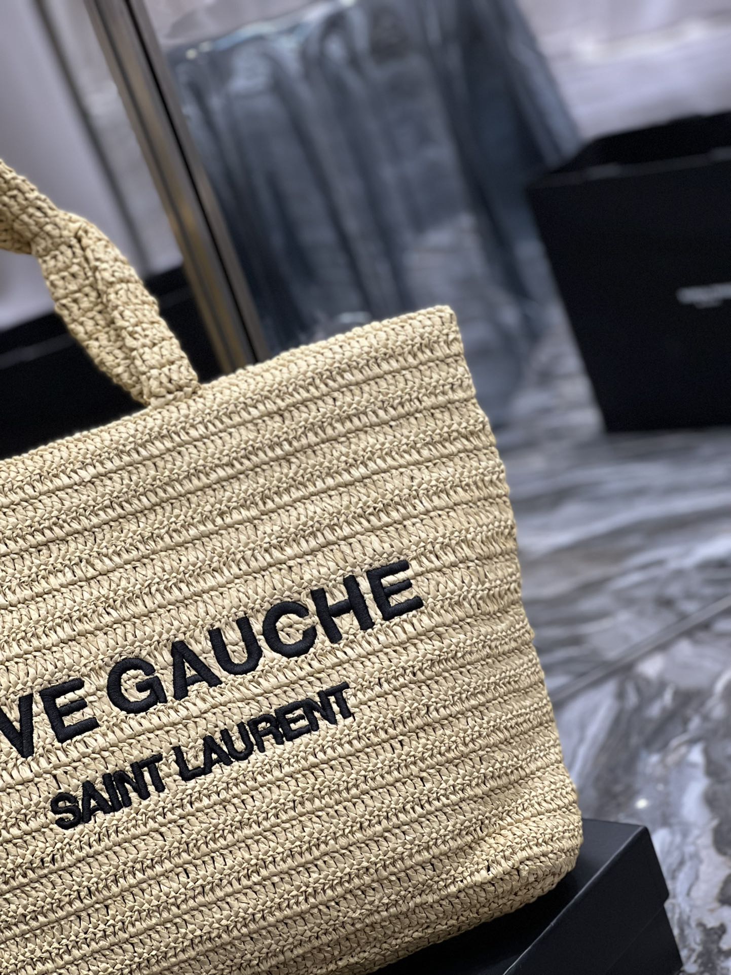 [TOP] Yves Saint Laurent YSL Rive Gauche Straw Tote Bag - 3 Colors