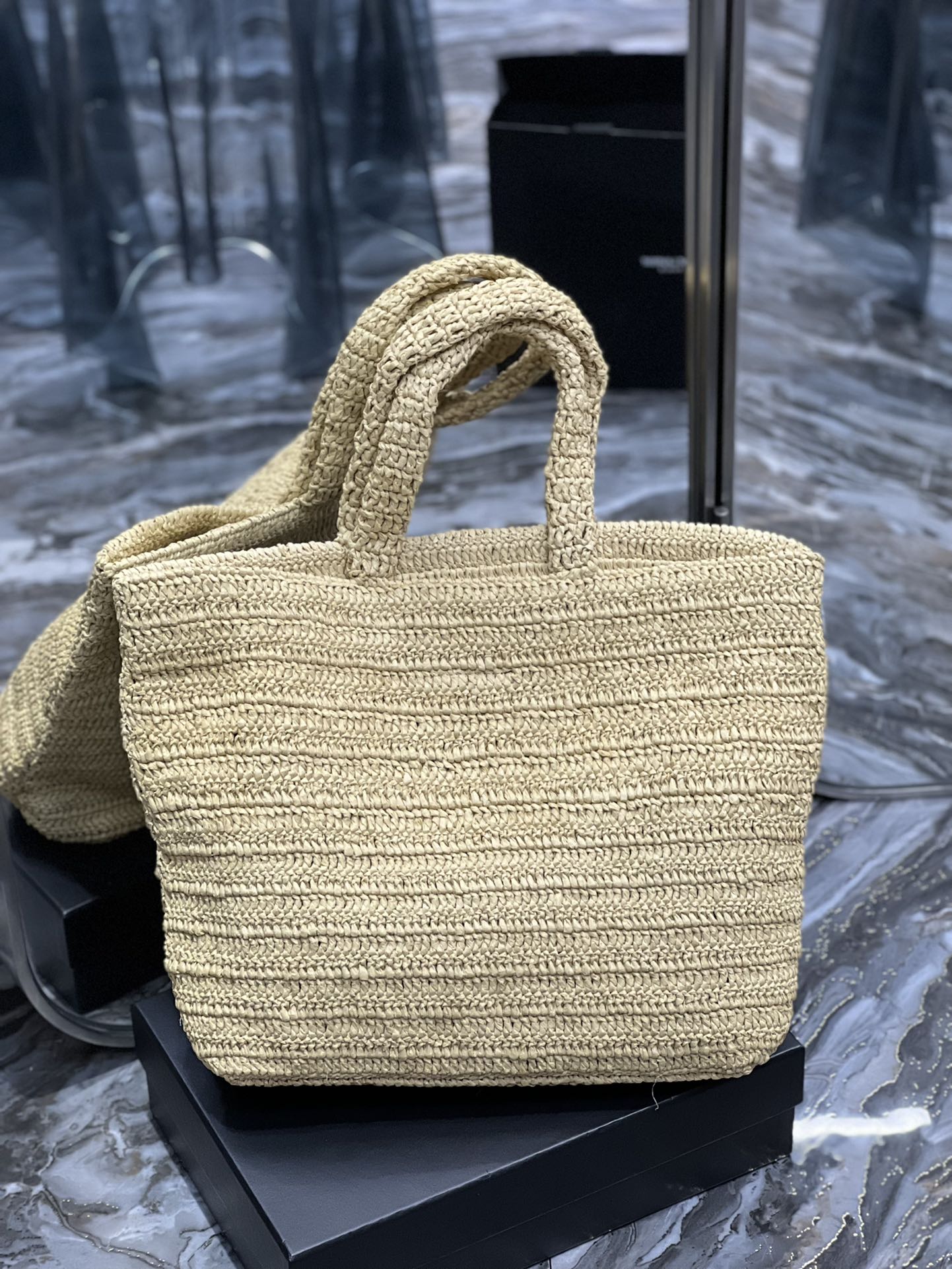 [TOP] Yves Saint Laurent YSL Rive Gauche Straw Tote Bag - 3 Colors