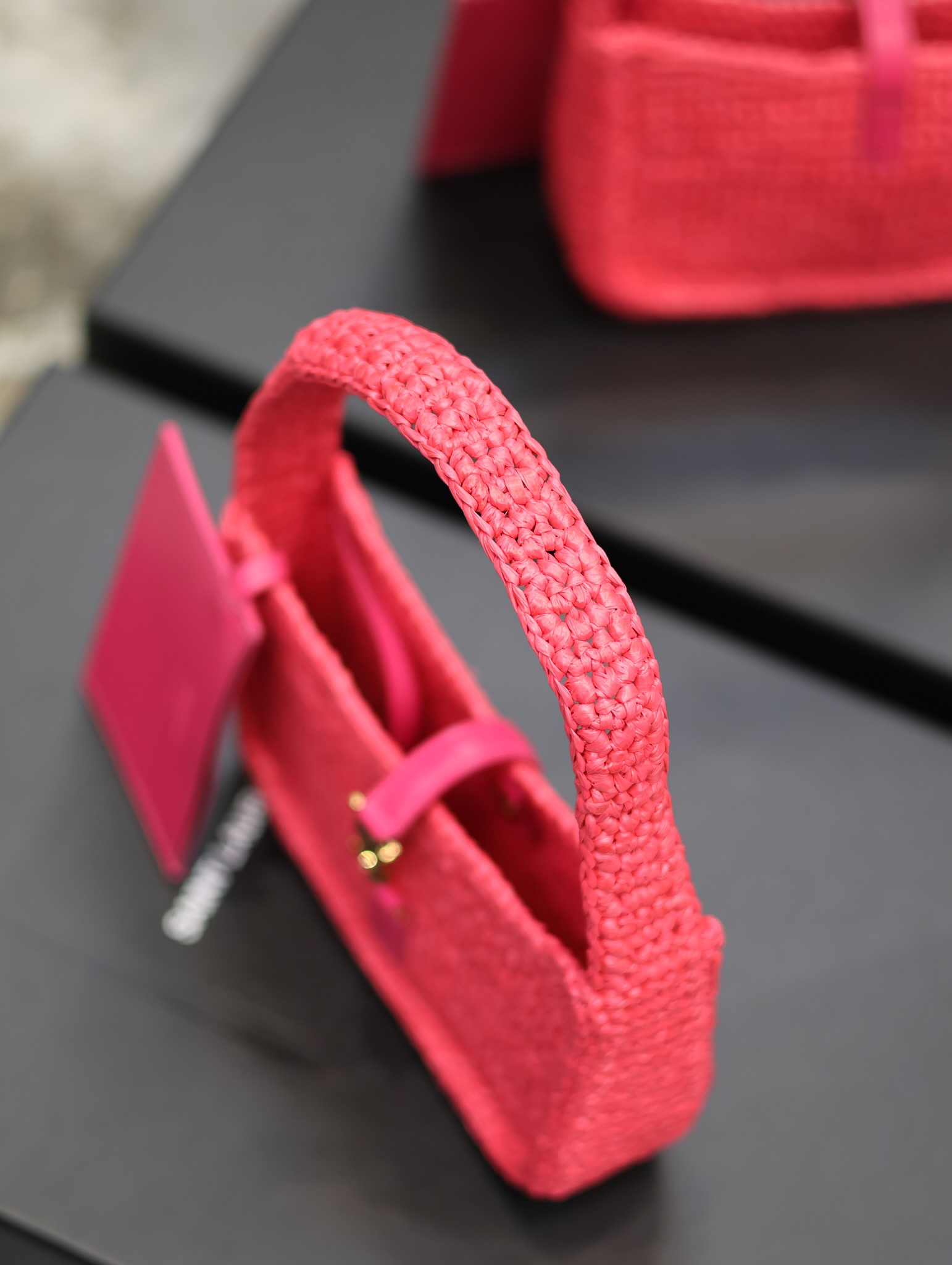 [TOP] Yves Saint Laurent YSL Le 5A7 Weave Shoulder Bag - Rose Red