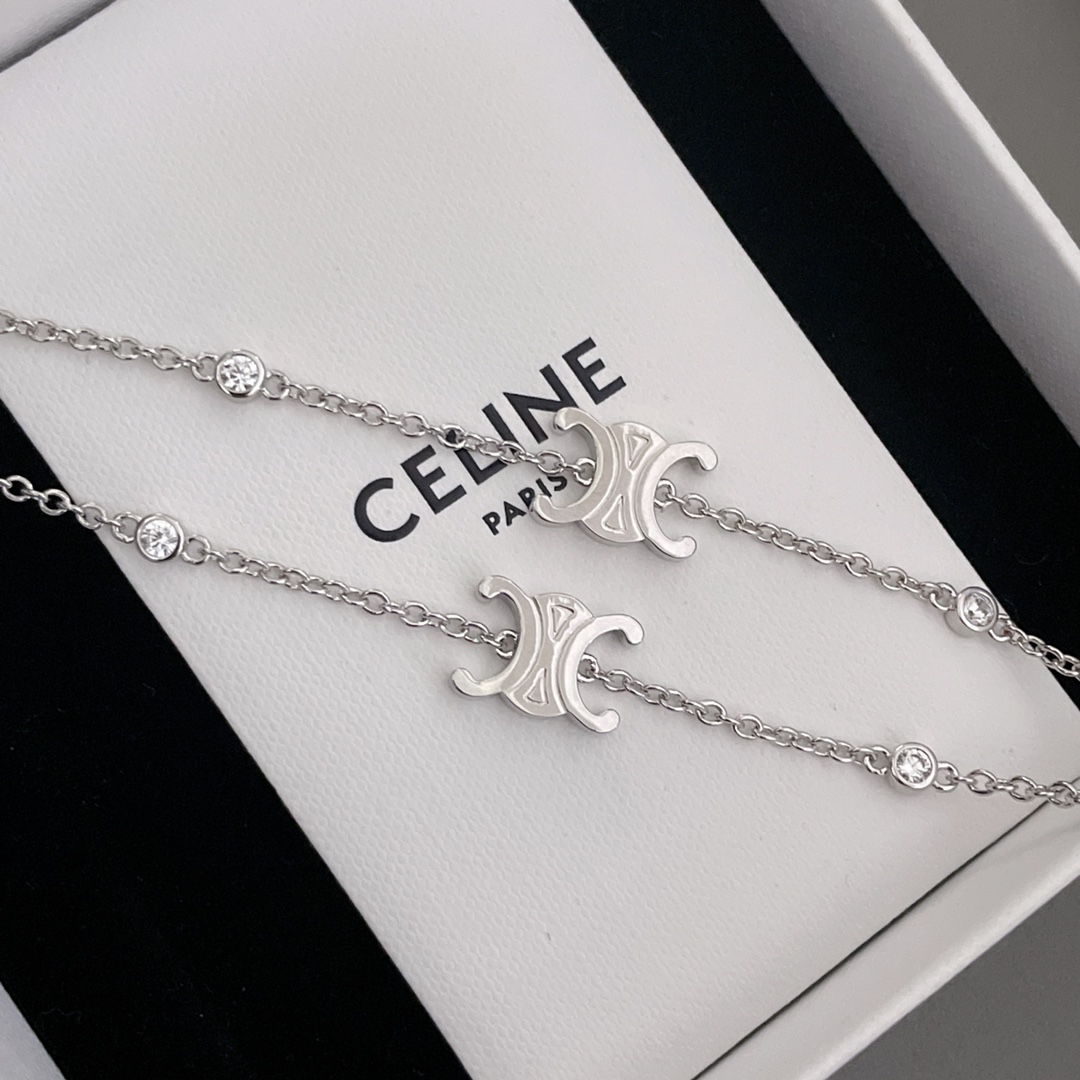 [TOP] CELINE C 5 Arc de Triomphe Y-shaped Chain Necklace