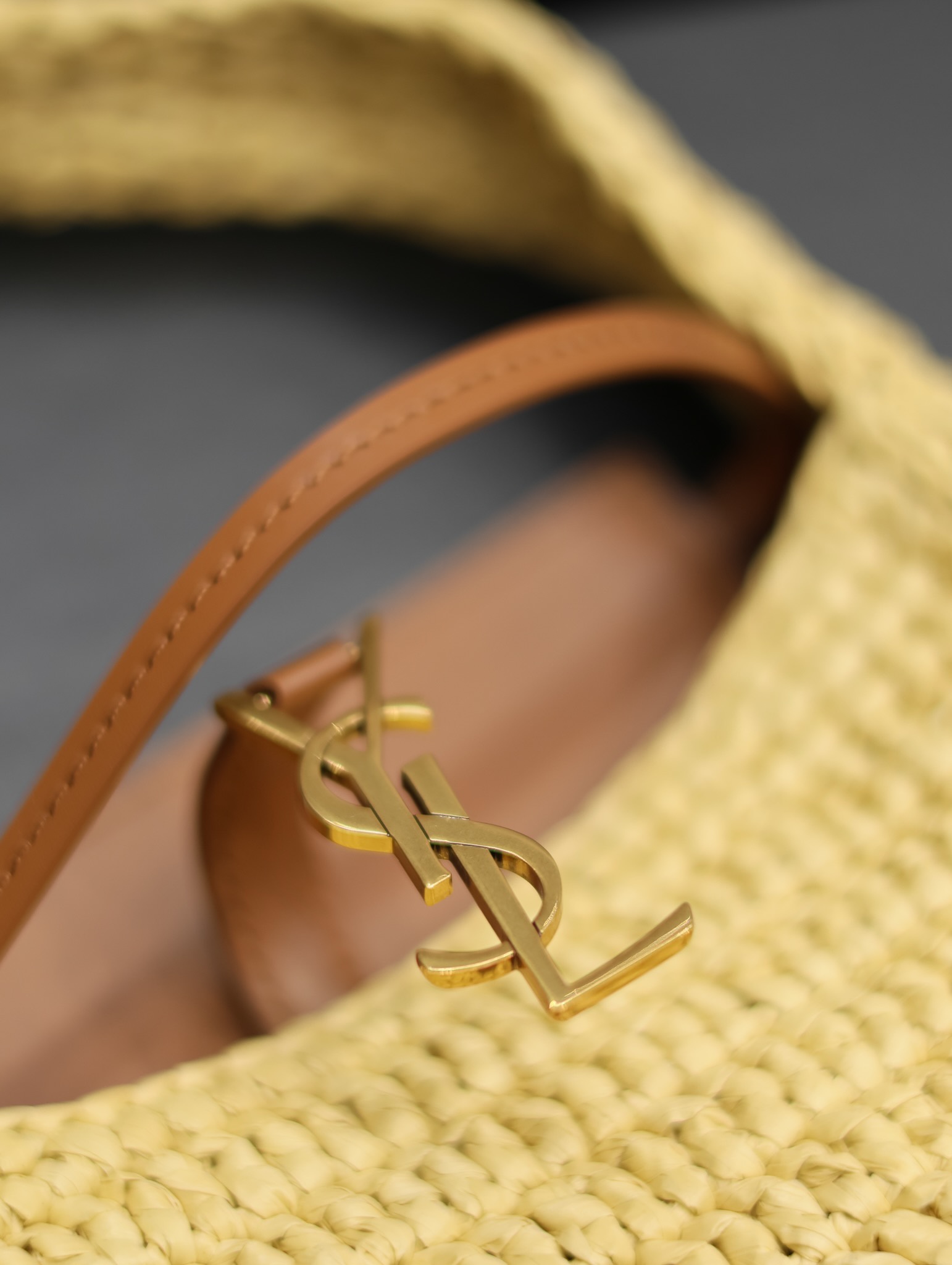 [TOP] Yves Saint Laurent YSL Le 5A7 Weave Shoulder Bag - Beige