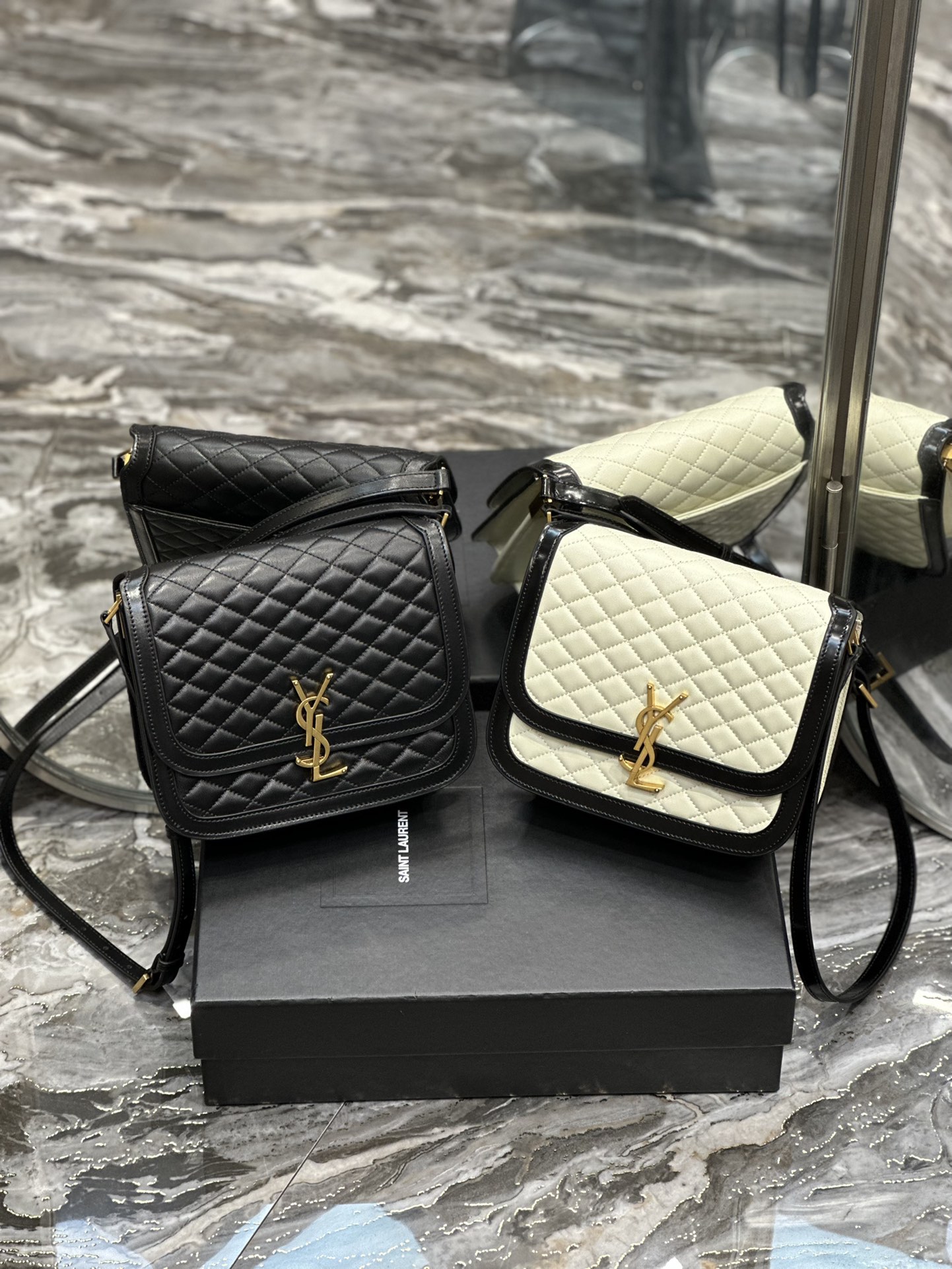 [TOP] Yves Saint Laurent YSL SOLFERINO Lambskin Plaid Bag - 2 Colors