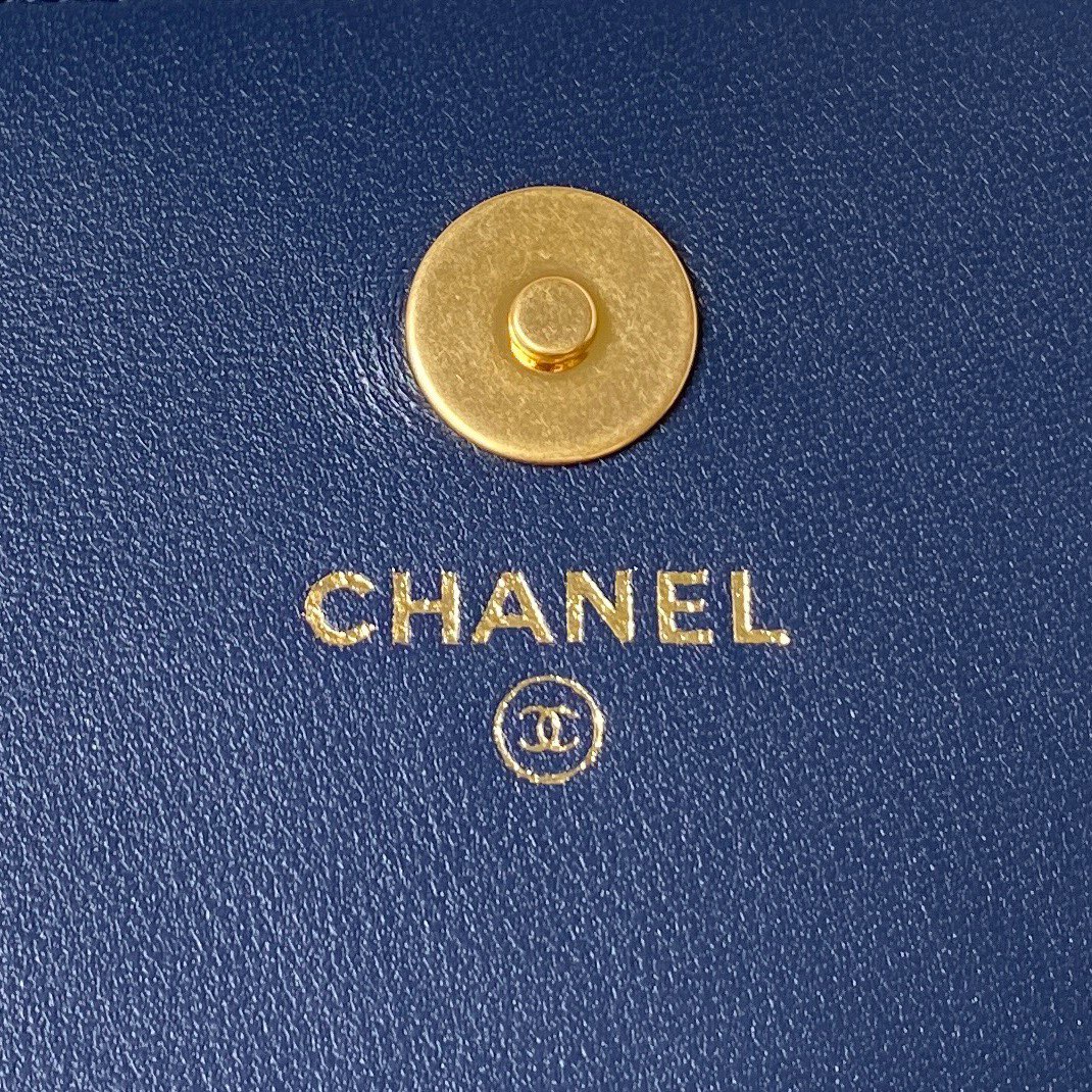 [TOP] CHANEL Classic Velvet  Sheepskin & Flannelette CF Small Size 11.5x23x4cm - Blue & SHW