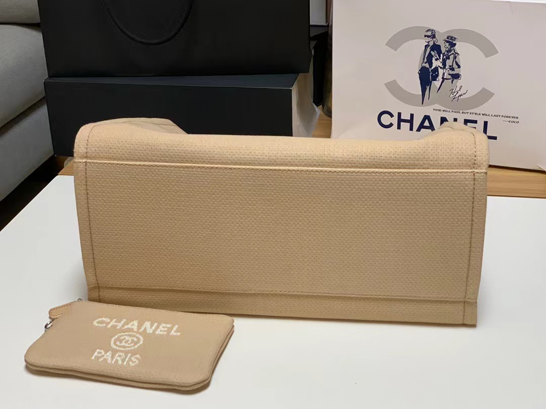 [TOP] CHANEL Deauville Tote Shopping Bag 35cm/39cm - Brown