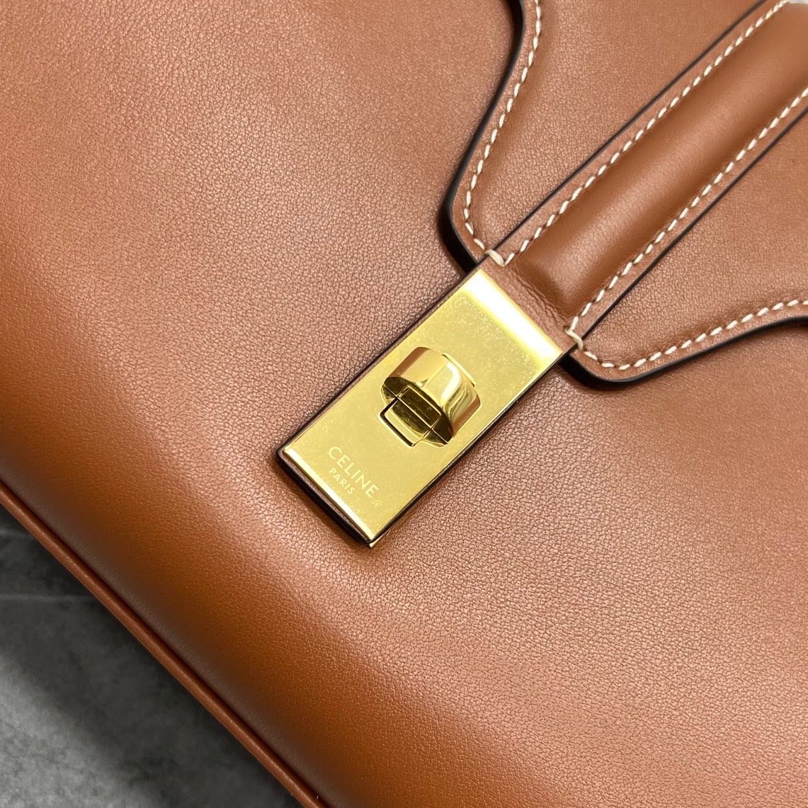 [TOP] CELINE Full Cowhide Leather Crossbody Bag  23 X 15 X 9 cm - Yellowish brown