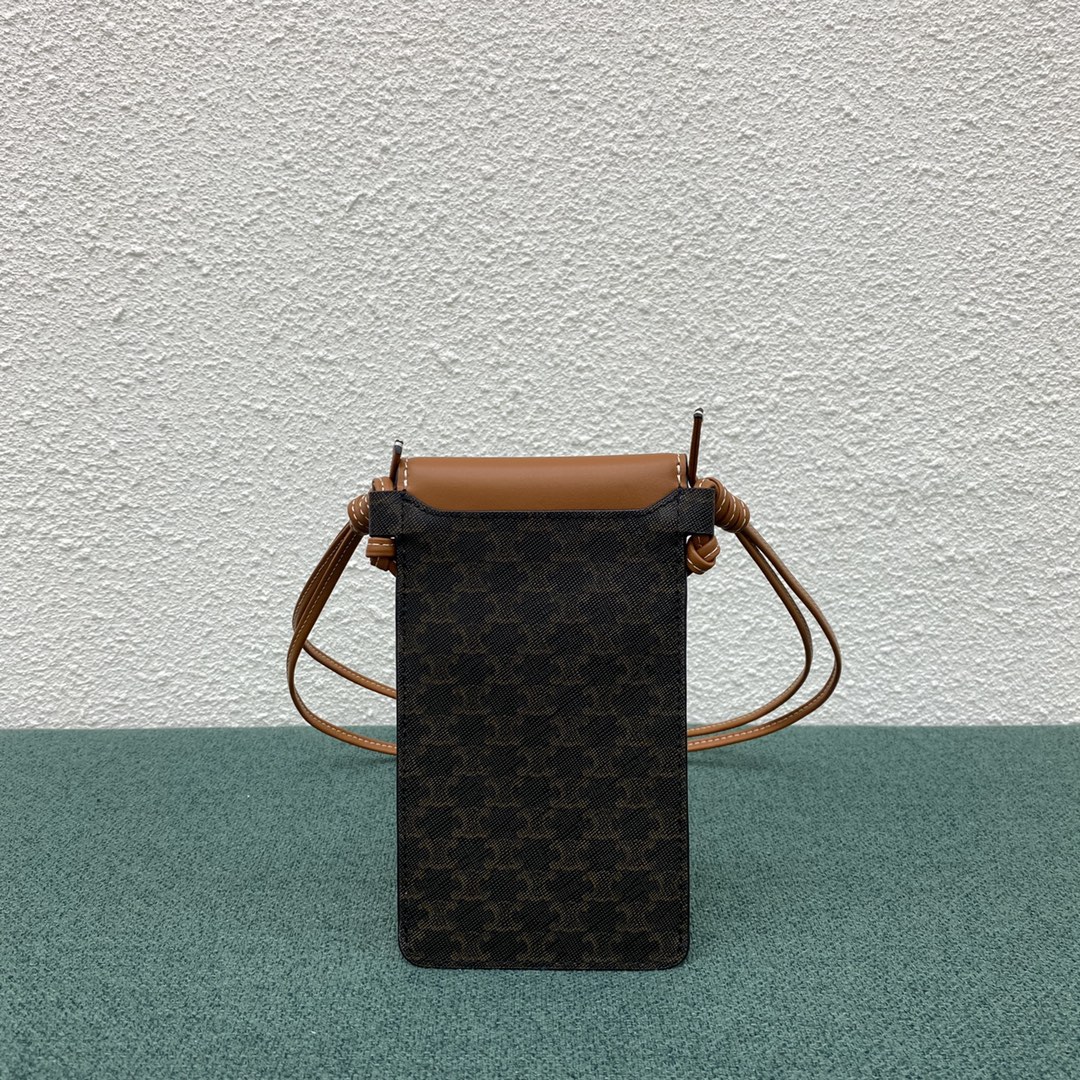 [TOP] CELINE Mobile Phone Bag 10×19×2 cm - Yellow & Brown