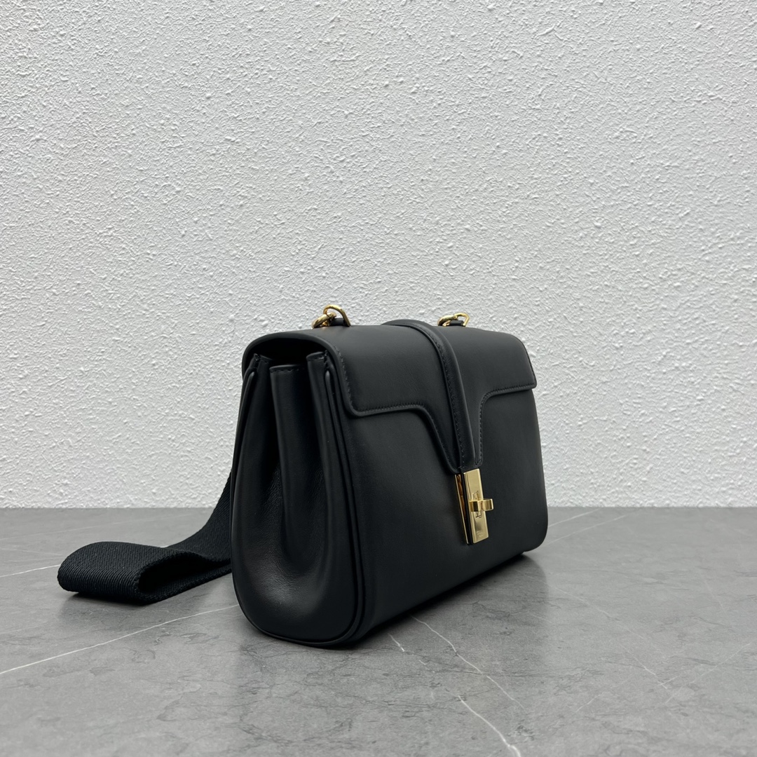 [TOP] CELINE Full Cowhide Leather Crossbody Bag  23 X 15 X 9 cm - black