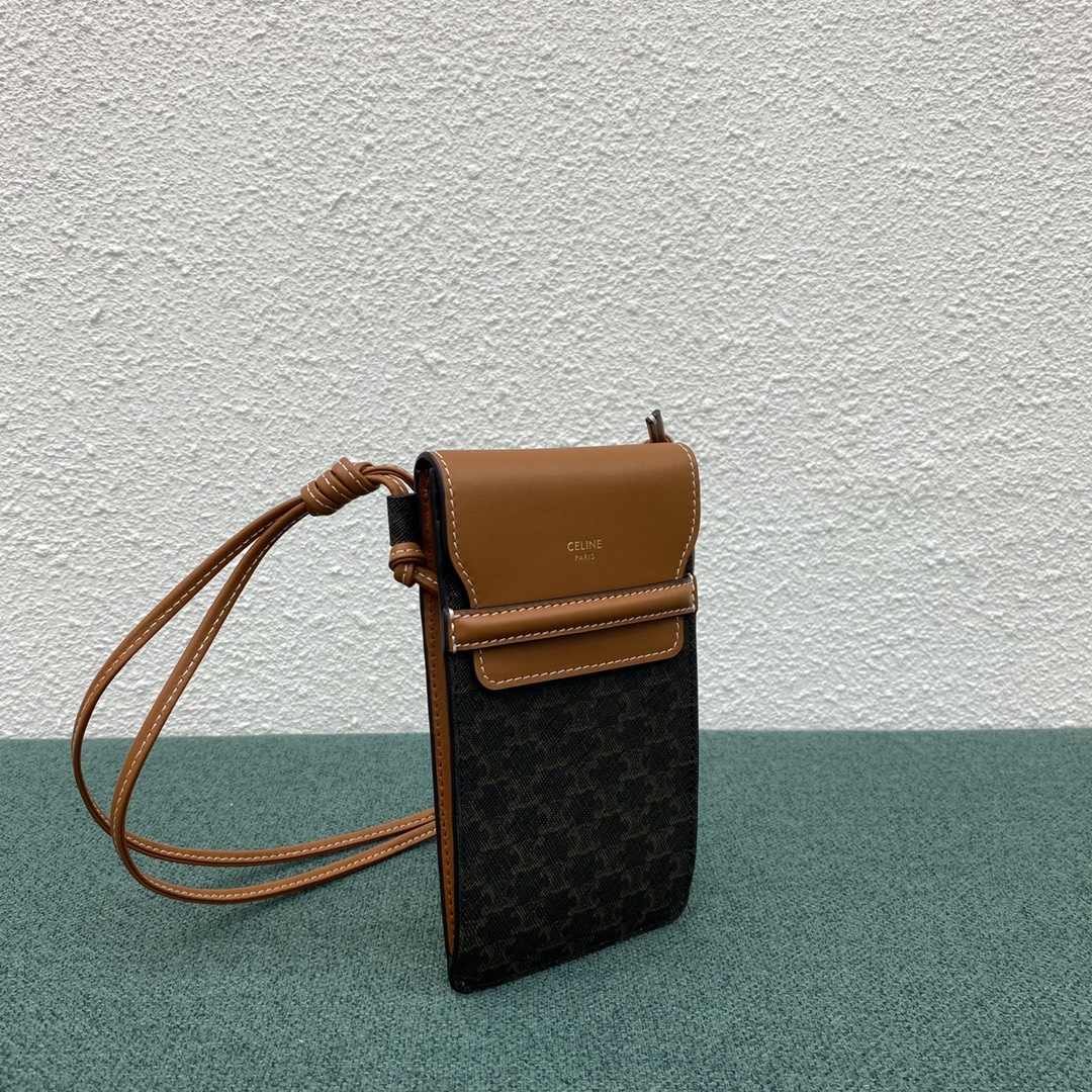 [TOP] CELINE Mobile Phone Bag 10×19×2 cm - Yellow & Brown