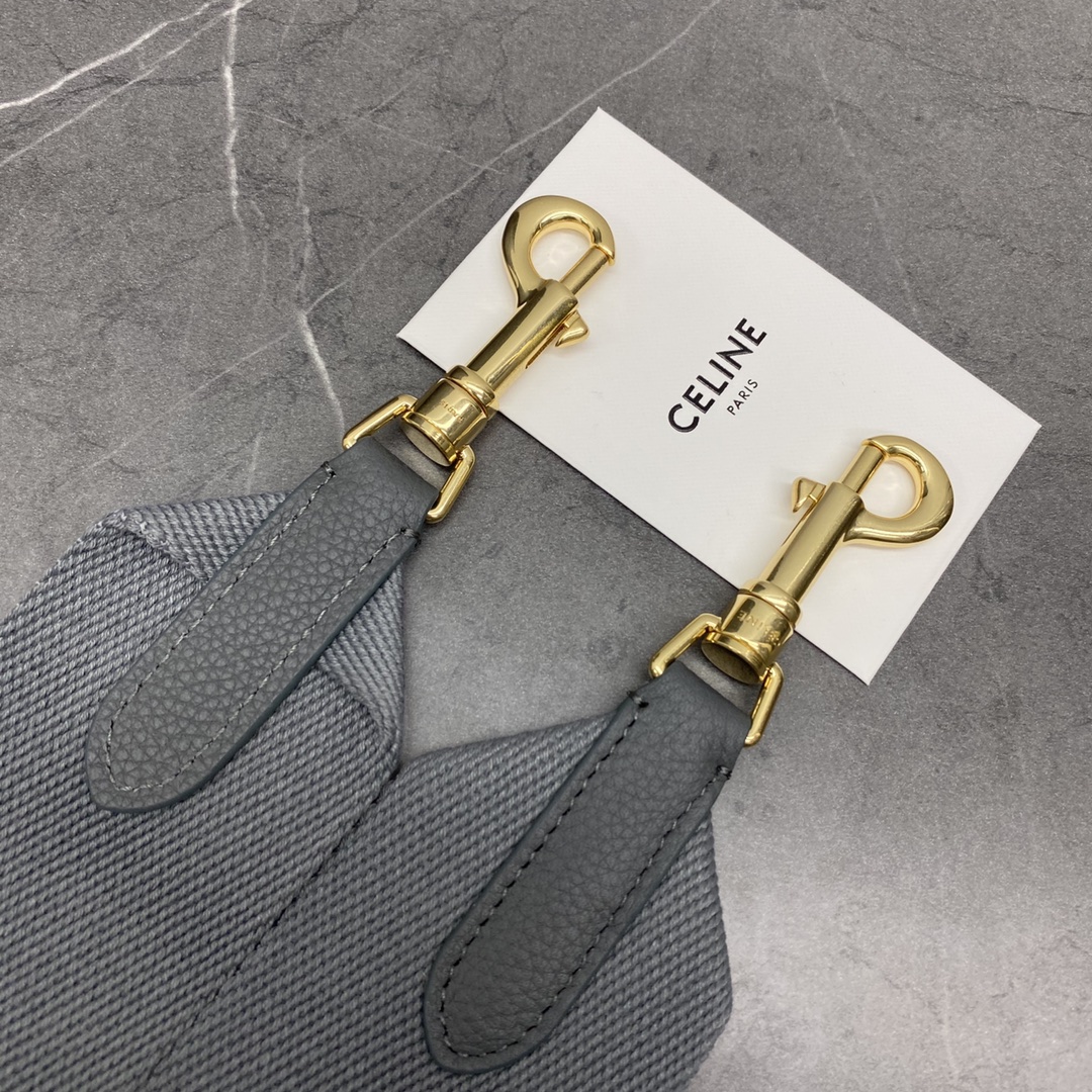 [TOP] CELINE Sangle Small Sangle Bucket Bag 18x13x25 cm - Lychee & Elephant Gray