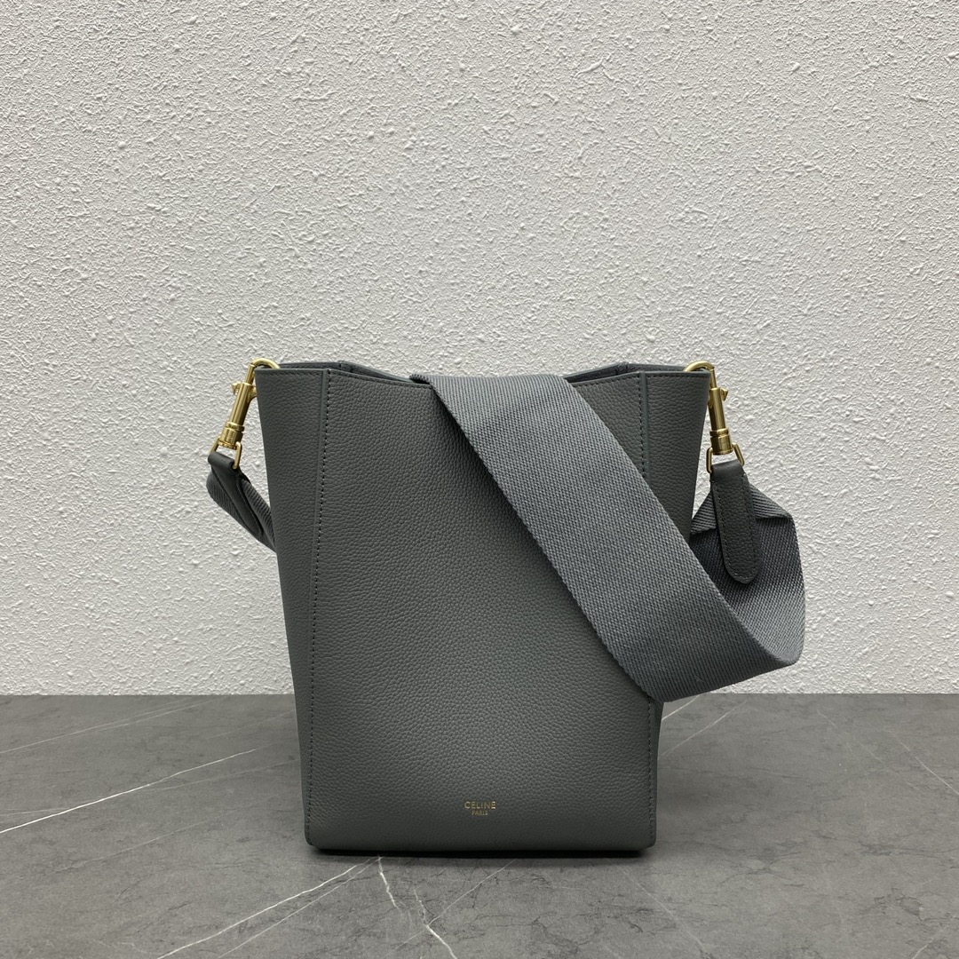 [TOP] CELINE Sangle Small Sangle Bucket Bag 18x13x25 cm - Lychee & Elephant Gray
