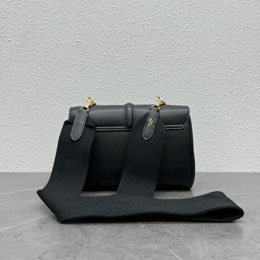 [TOP] CELINE Full Cowhide Leather Crossbody Bag  23 X 15 X 9 cm - black