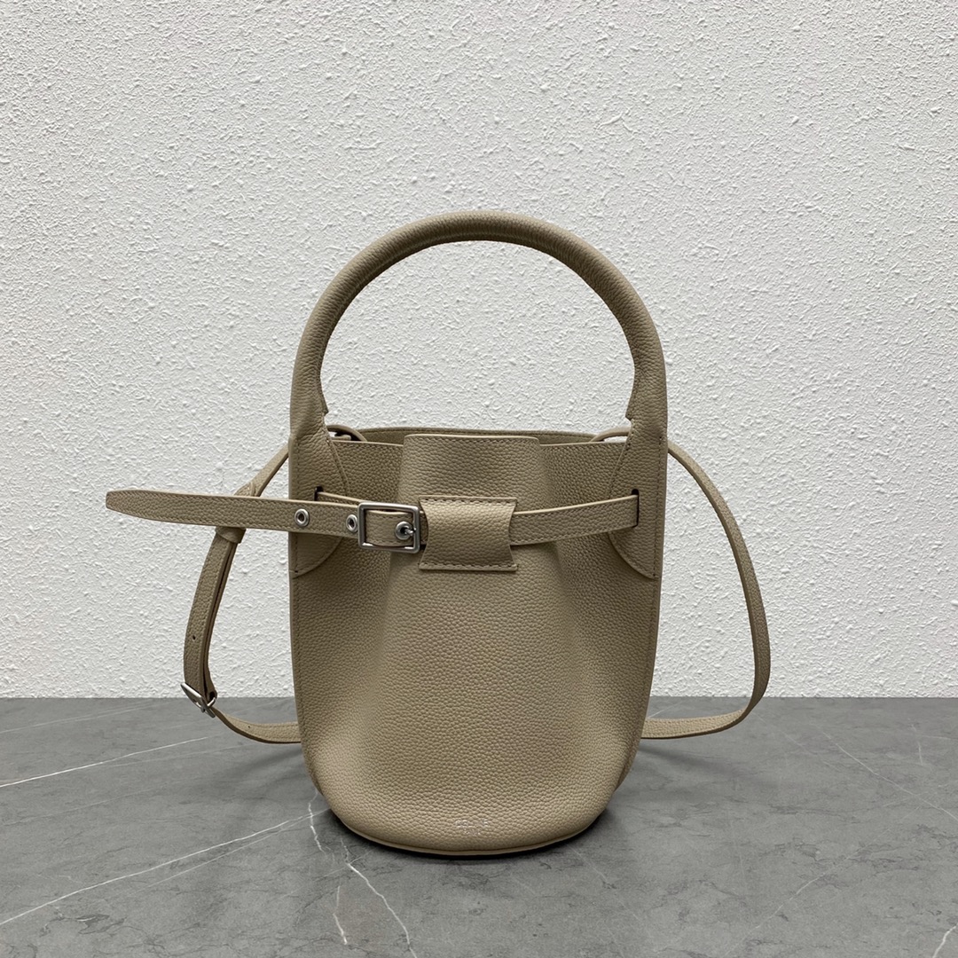 [TOP] CELINE Sangle Small Bucket Bag - Litchi&Light taupe