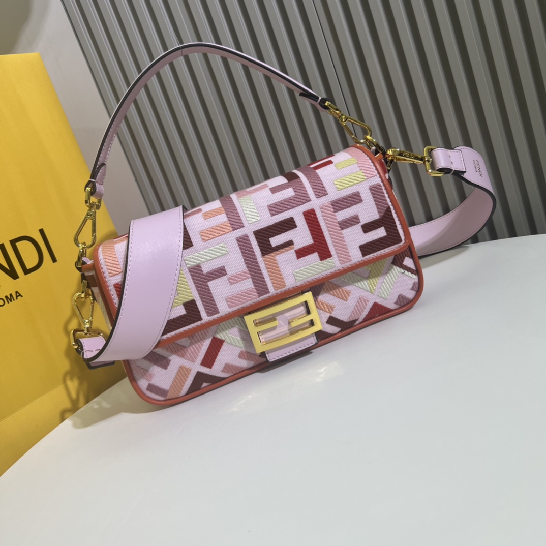 [TOP] FENDI Baguette Canvas HandBag - Colorful Rainbow