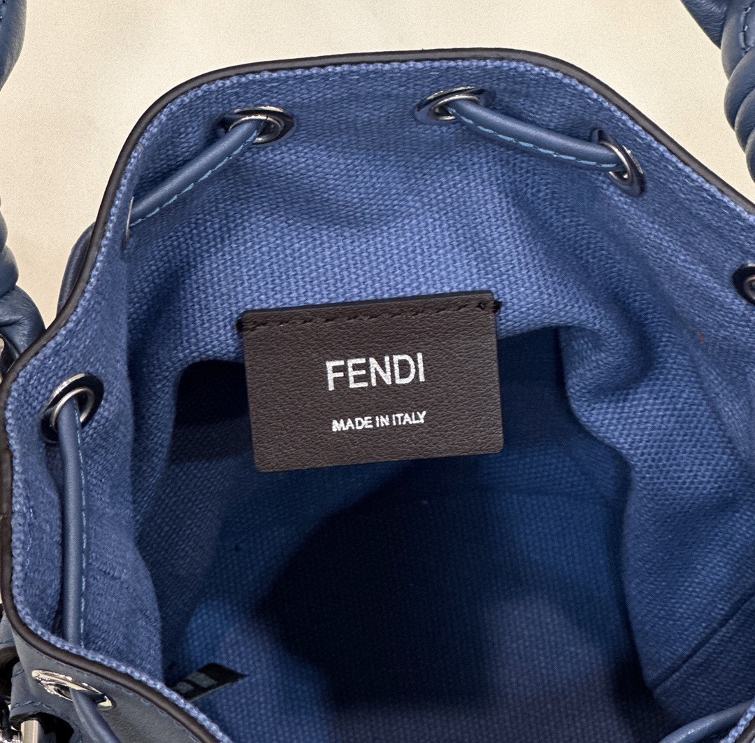 [TOP] FENDI Mon Tresor Embroidered Washed Denim HandBag - Blue