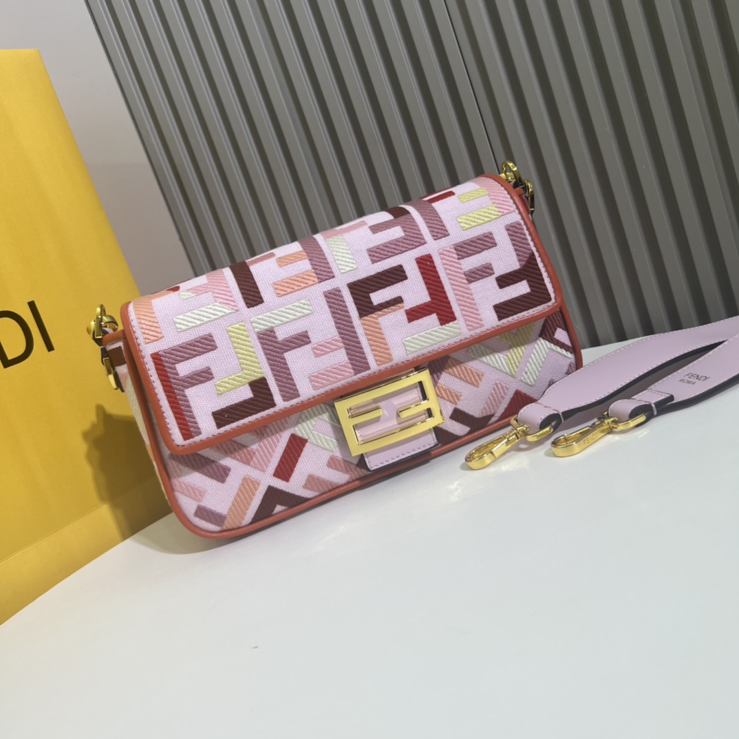 [TOP] FENDI Baguette Canvas HandBag - Colorful Rainbow