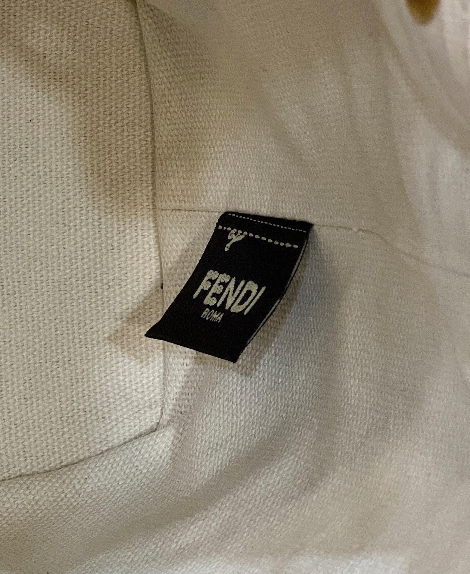 [TOP] FENDI Mon Tresor Embroidered Washed Denim HandBag - White