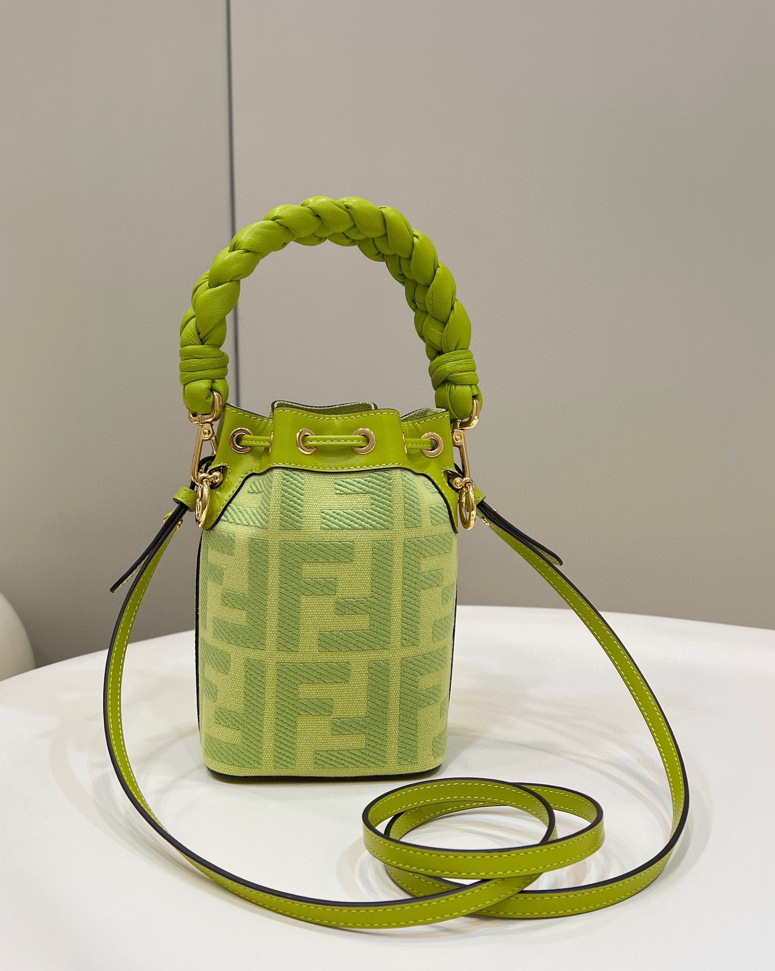[TOP] FENDI Mon Tresor Embroidered Washed Denim HandBag - Green