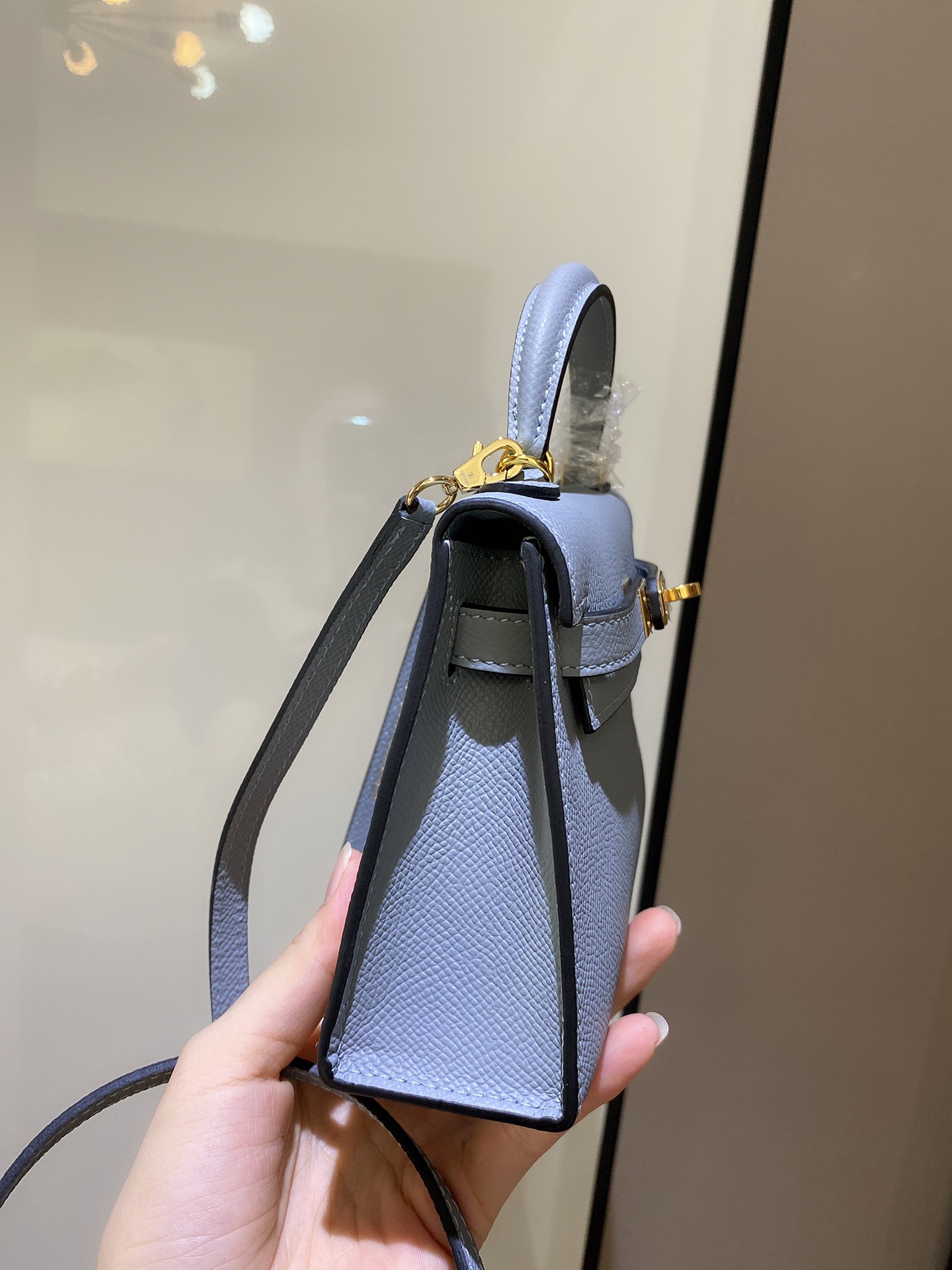[TOP] HERMES Mini Kelly II Epsom Leather 19cm - Haze Blue