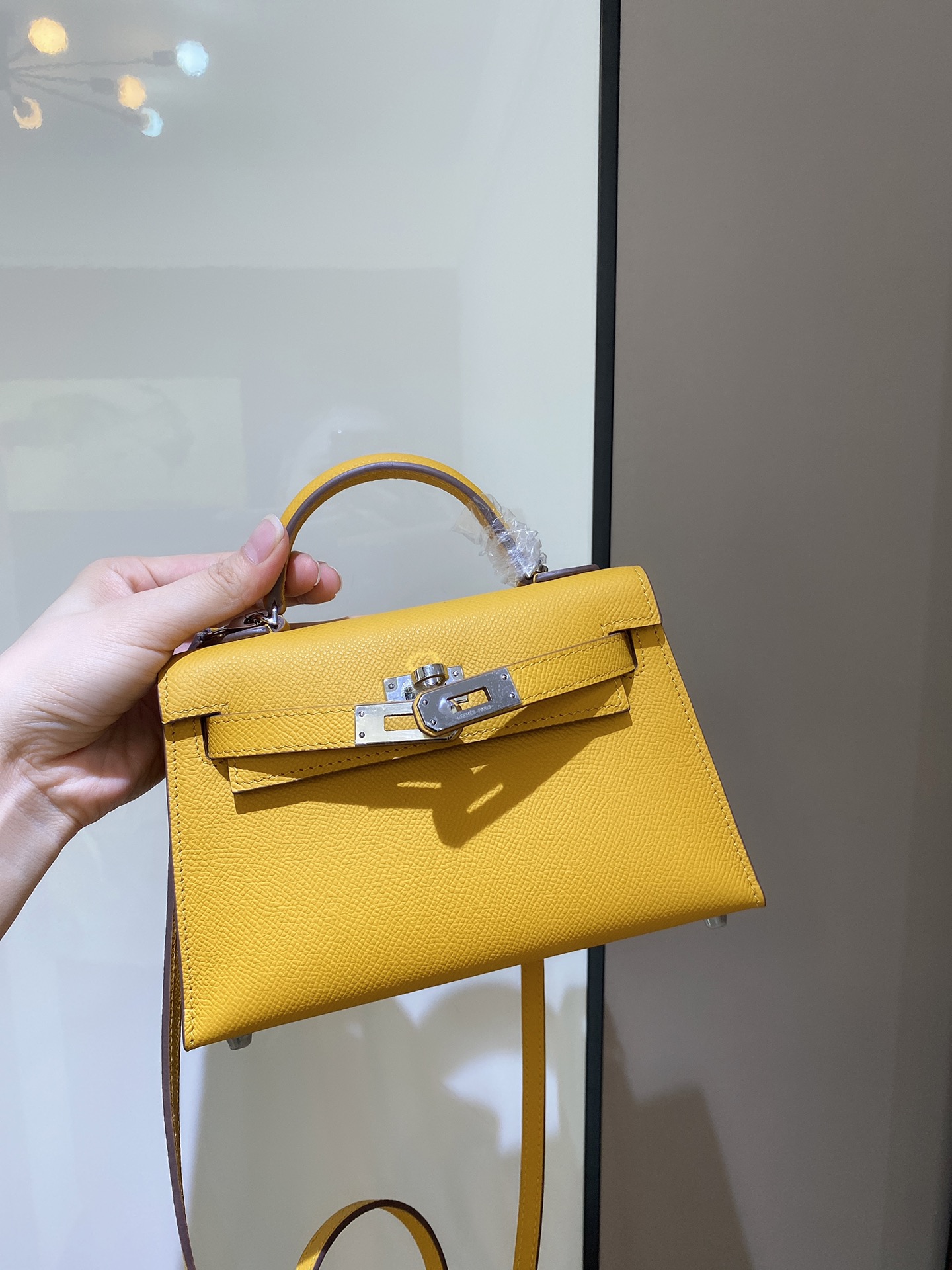 [TOP] HERMES Mini Kelly II Epsom Leather 19cm - Yellow