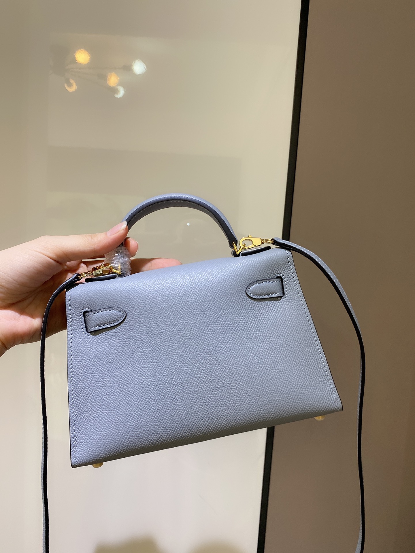 [TOP] HERMES Mini Kelly II Epsom Leather 19cm - Haze Blue