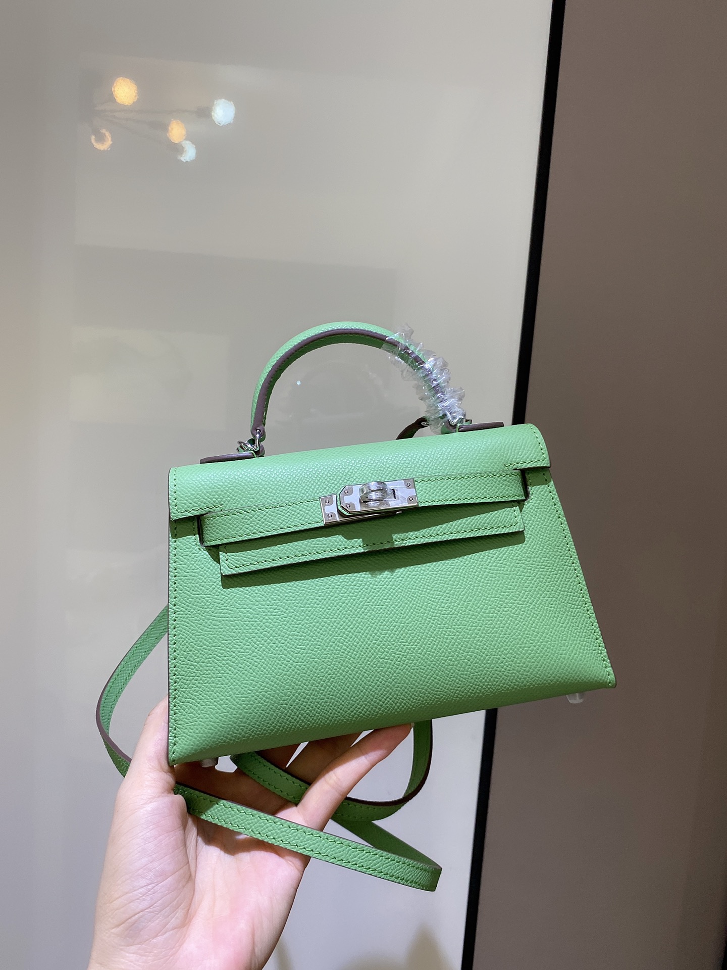 [TOP] HERMES Mini Kelly II Epsom Leather 19cm - Avocado Green