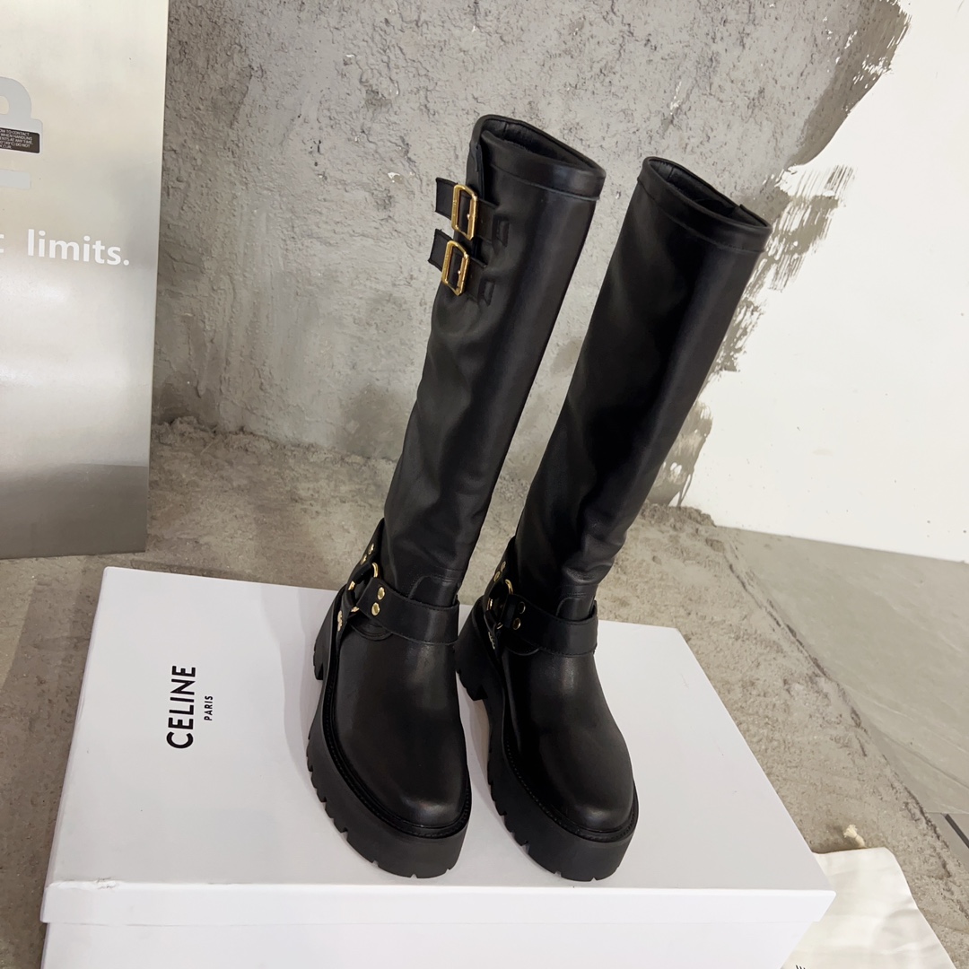 [TOP] CELINE Platform High Calf Martin Boots - 3 Colors - Cline