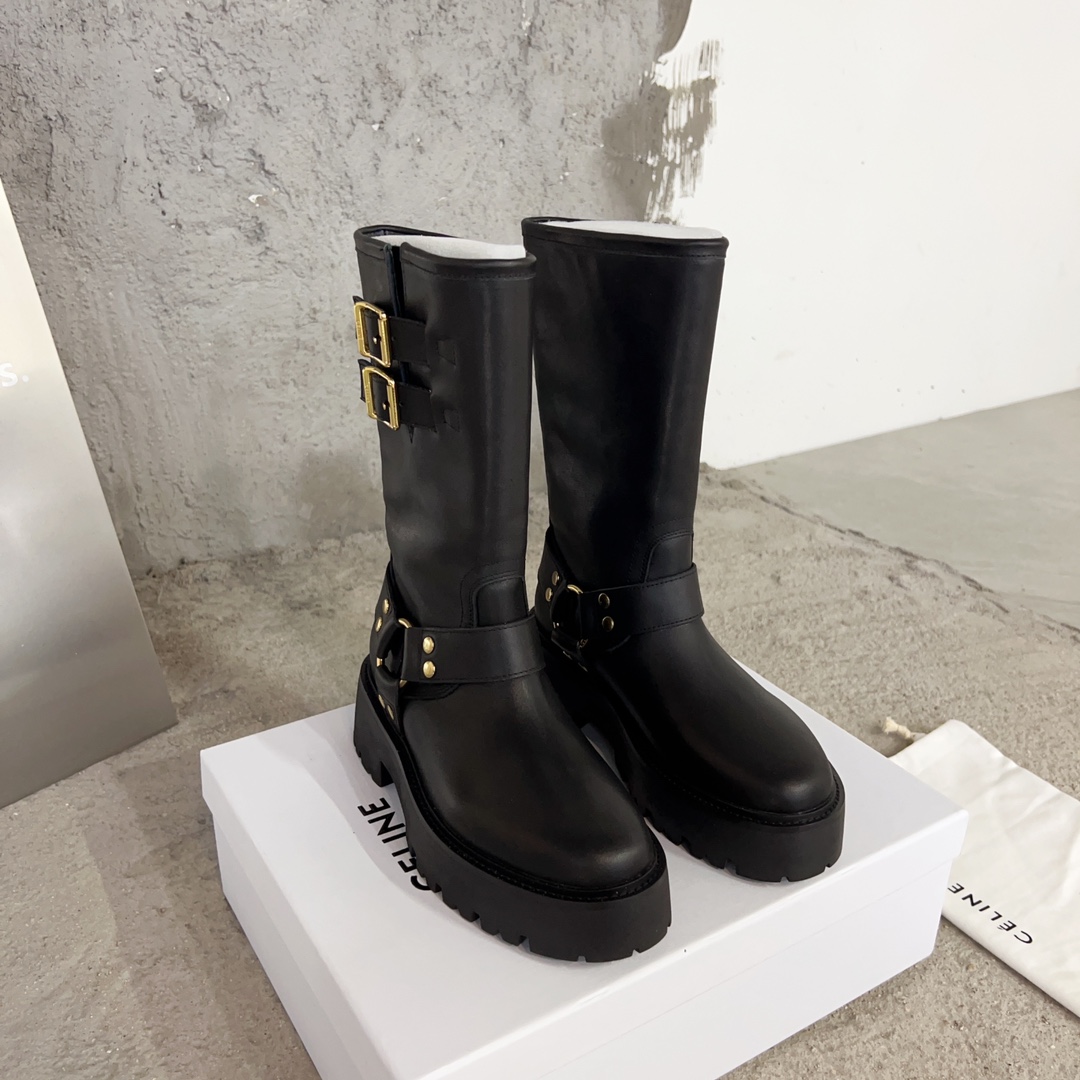 [TOP] CELINE Platform Mid Calf Martin Boots - 3 Colors - Cline